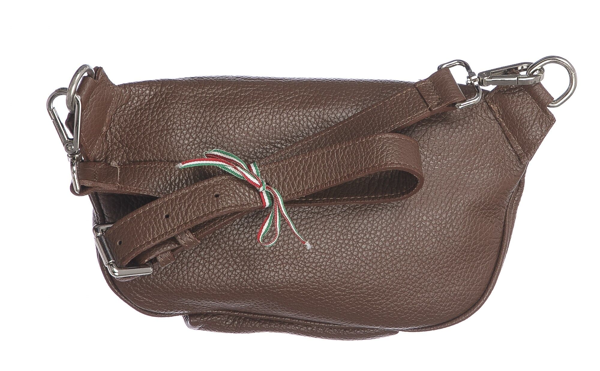 Marsupio da donna in vera pelle primo fiore GLORIA, colore MARRONE, CHIARO SCURO, MADE IN ITALY