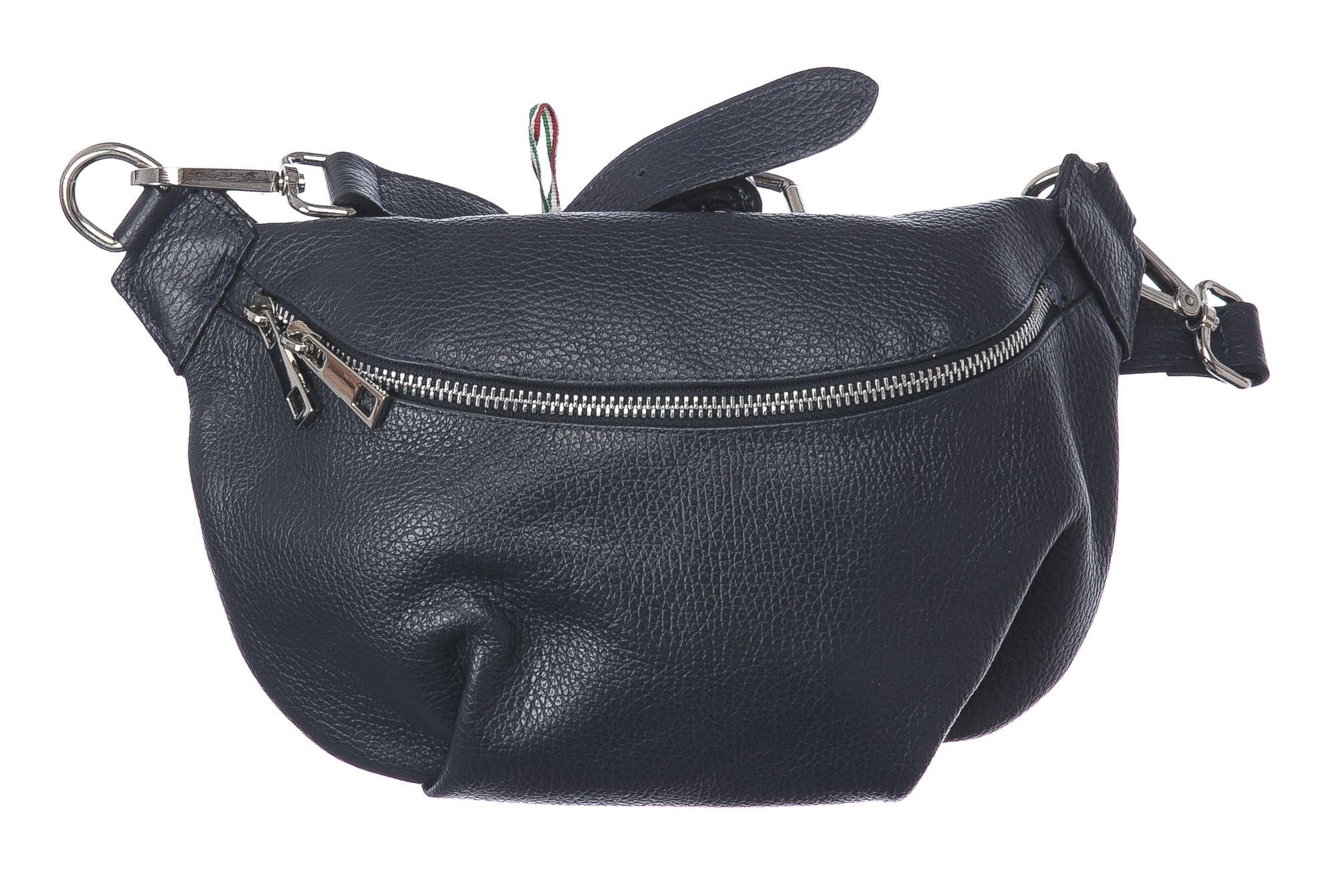Marsupio da donna in vera pelle primo fiore GLORIA, colore BLU, CHIARO SCURO, MADE IN ITALY