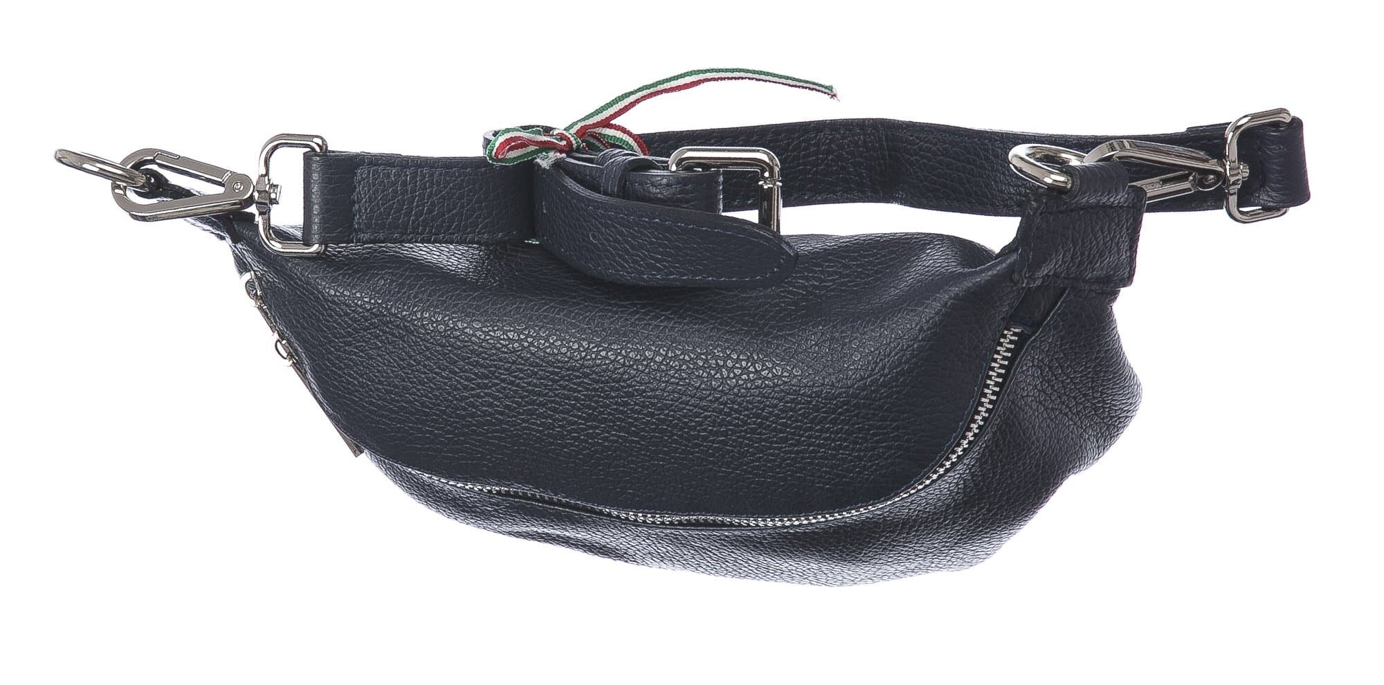 Marsupio da donna in vera pelle primo fiore GLORIA, colore BLU, CHIARO SCURO, MADE IN ITALY