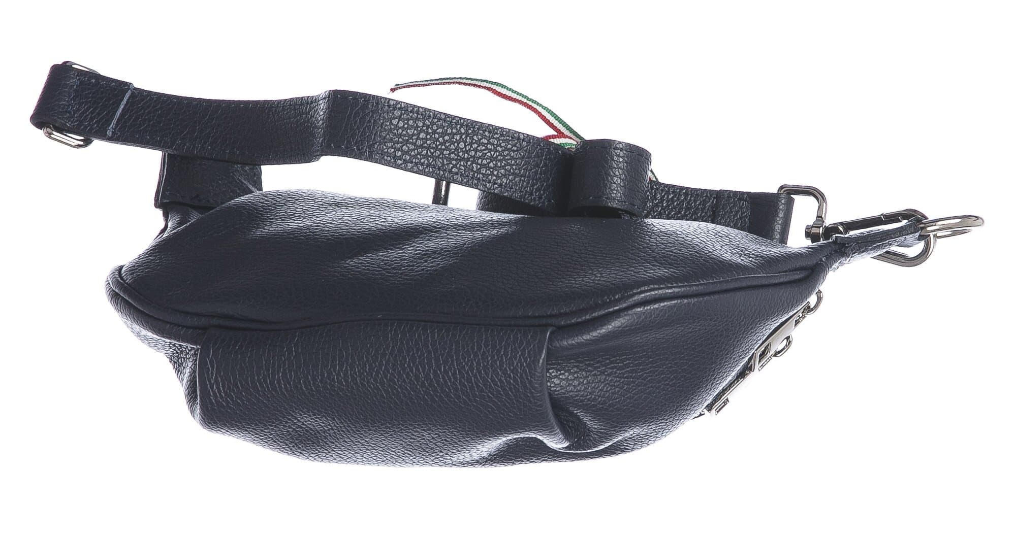 Marsupio da donna in vera pelle primo fiore GLORIA, colore BLU, CHIARO SCURO, MADE IN ITALY