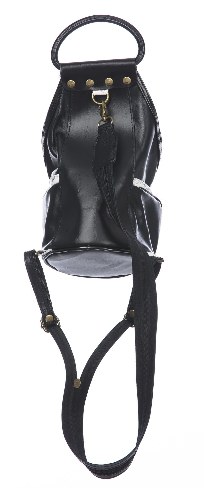 Borsa zaino donna in vera pelle MONTE HALLA, colore BIANCO/NERO/FANTASIA FLOREALE, CHIAROSCURO, MADE IN ITALY