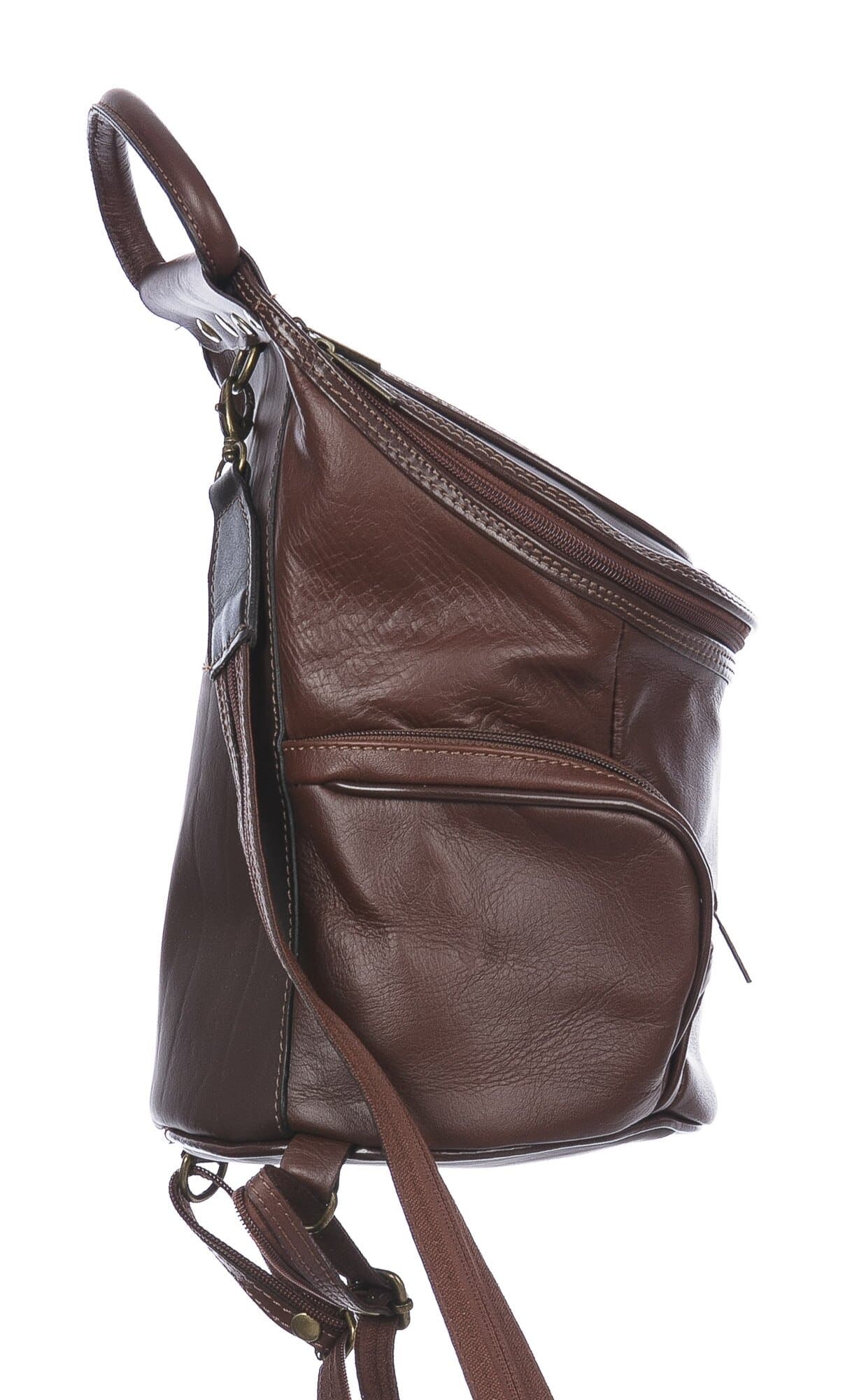 Borsa zaino donna in vera pelle MONTE HALLA MAXI colore MARRONE, CHIAROSCURO, MADE IN ITALY