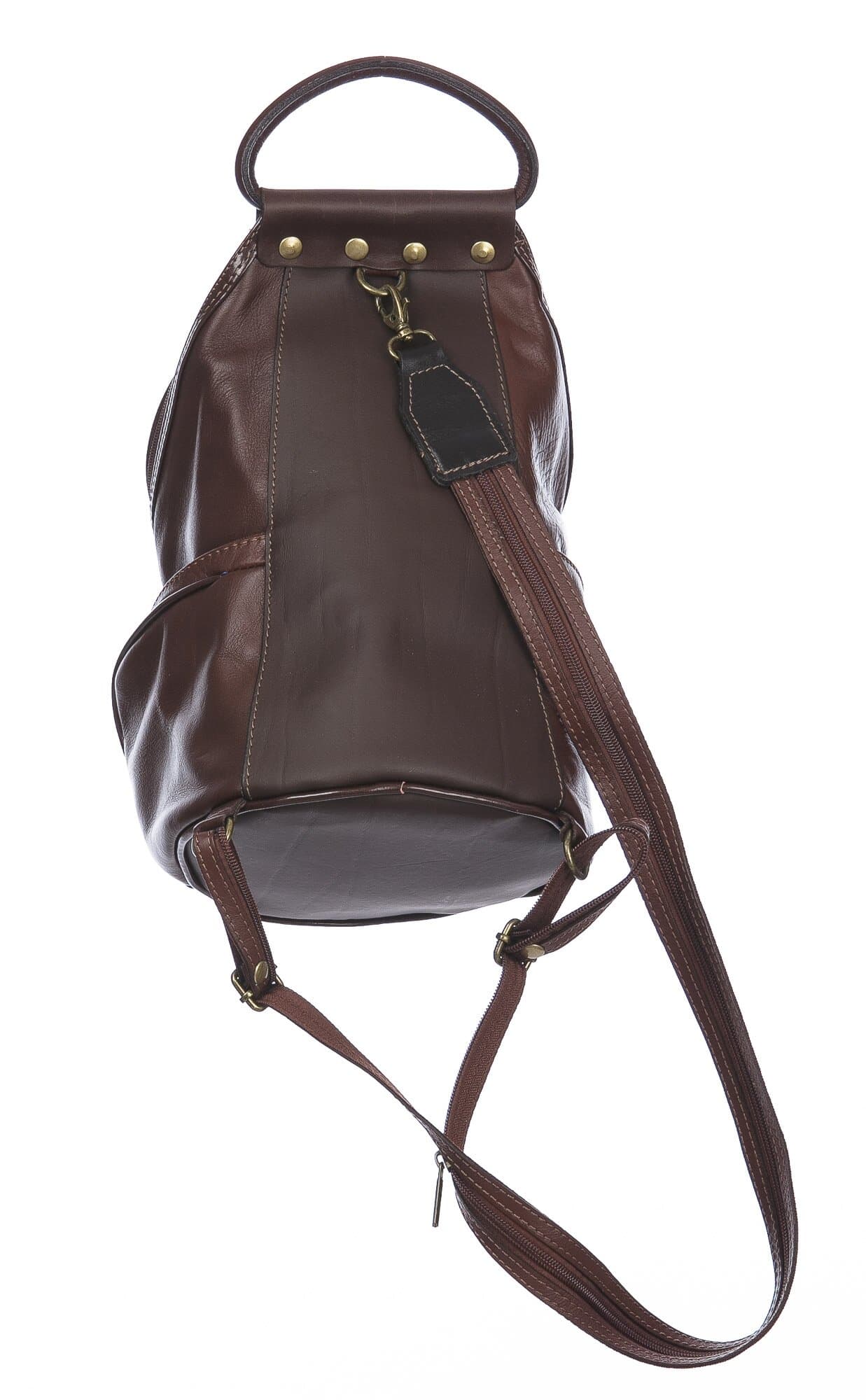 Borsa zaino donna in vera pelle MONTE HALLA MAXI colore MARRONE, CHIAROSCURO, MADE IN ITALY