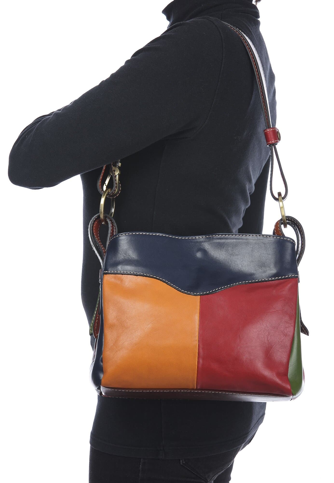Borsa donna in vera pelle BENEDETTA SMALL, MULTICOLORE, SANTINI, MADE IN ITALY
