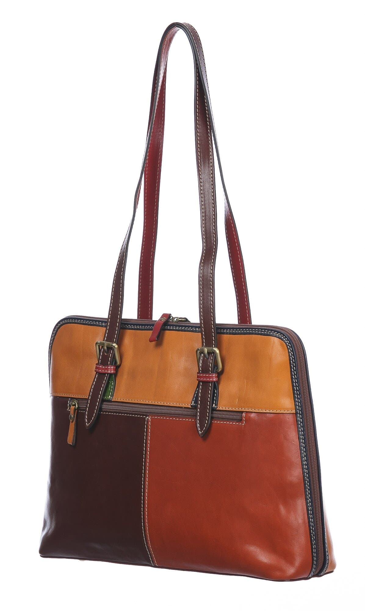 Borsa donna in vera pelle SANTINI mod. MANUELA colore MULTICOLORE Made in Italy