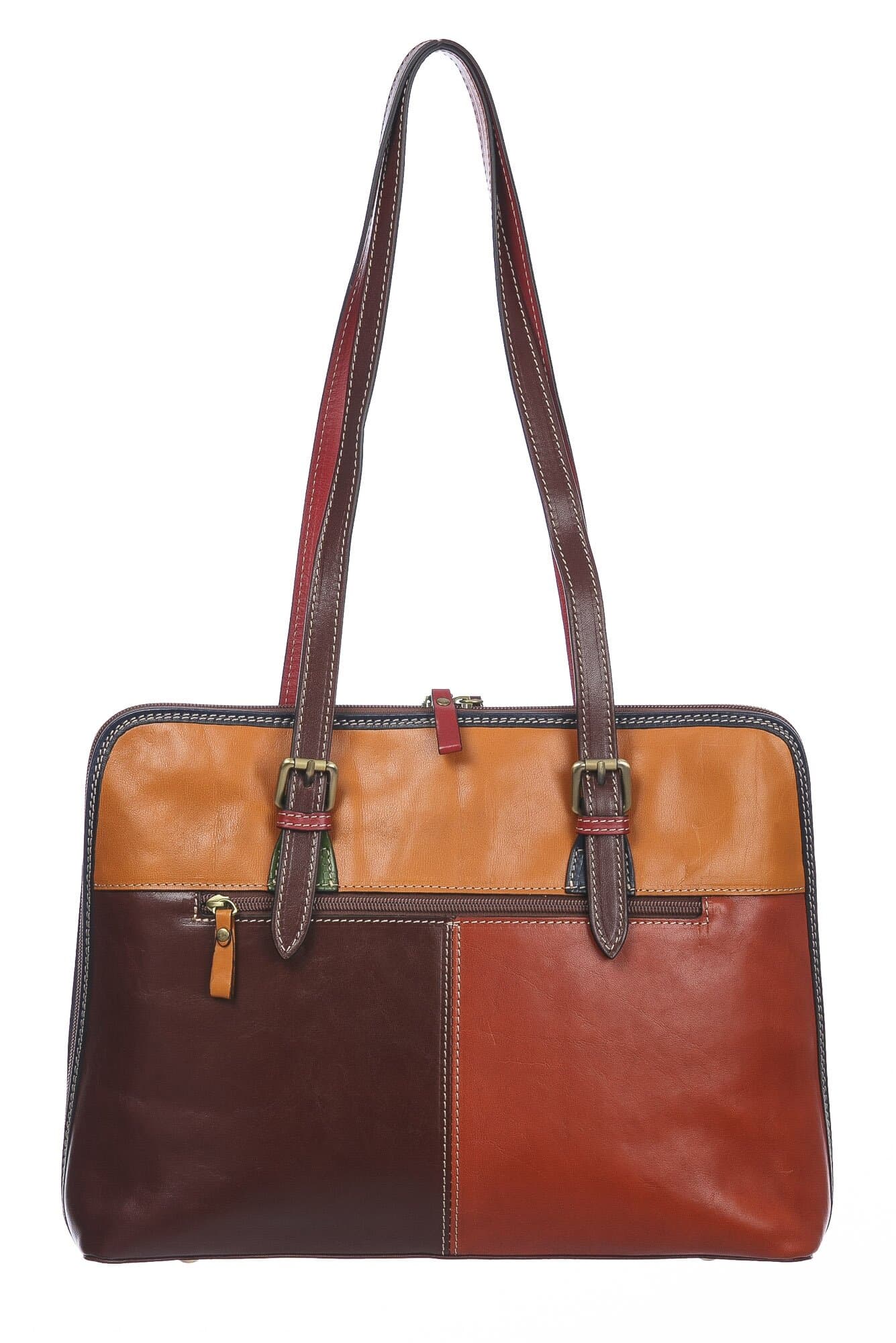Borsa donna in vera pelle SANTINI mod. MANUELA colore MULTICOLORE Made in Italy