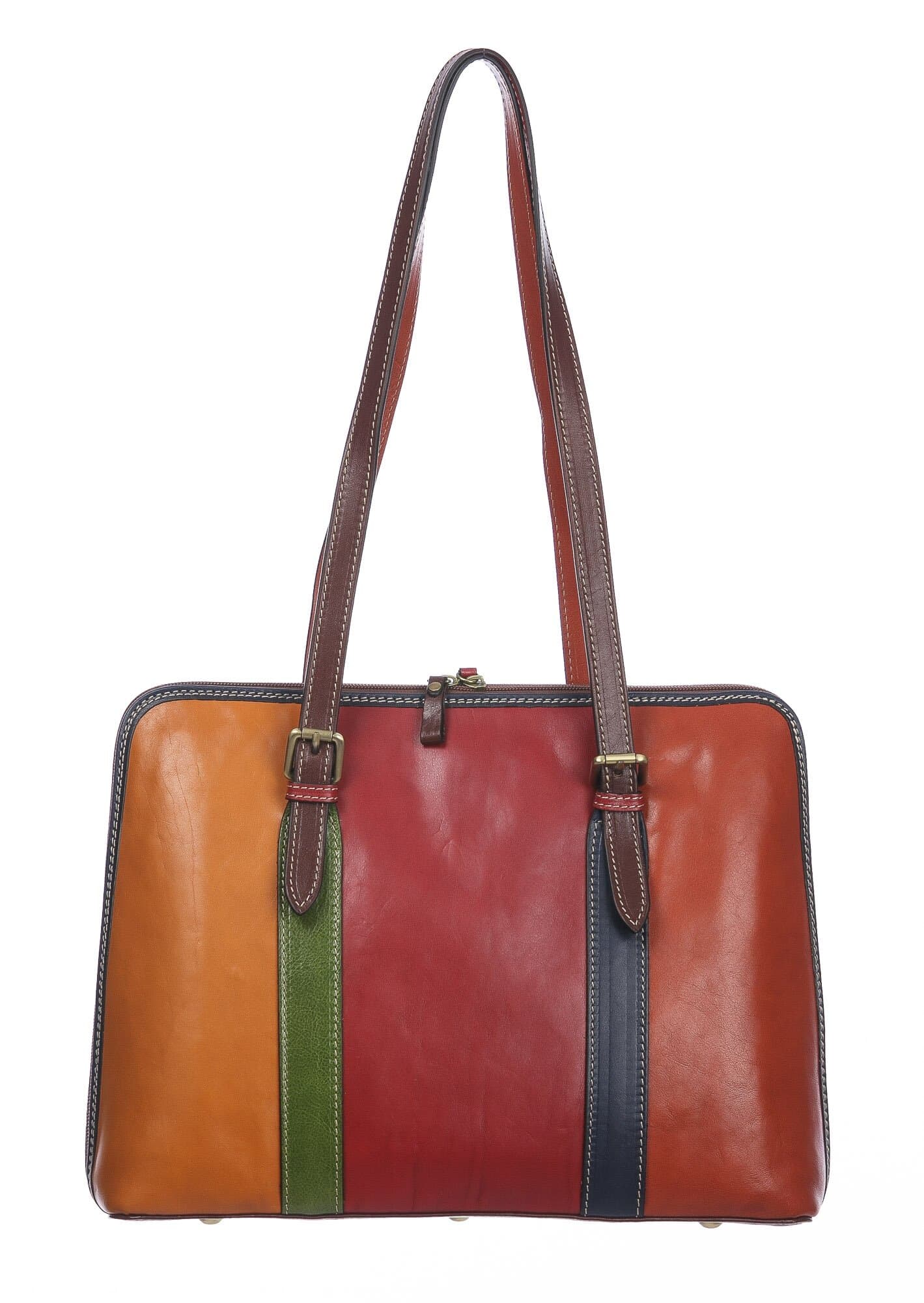Borsa donna in vera pelle SANTINI mod. MANUELA colore MULTICOLORE Made in Italy