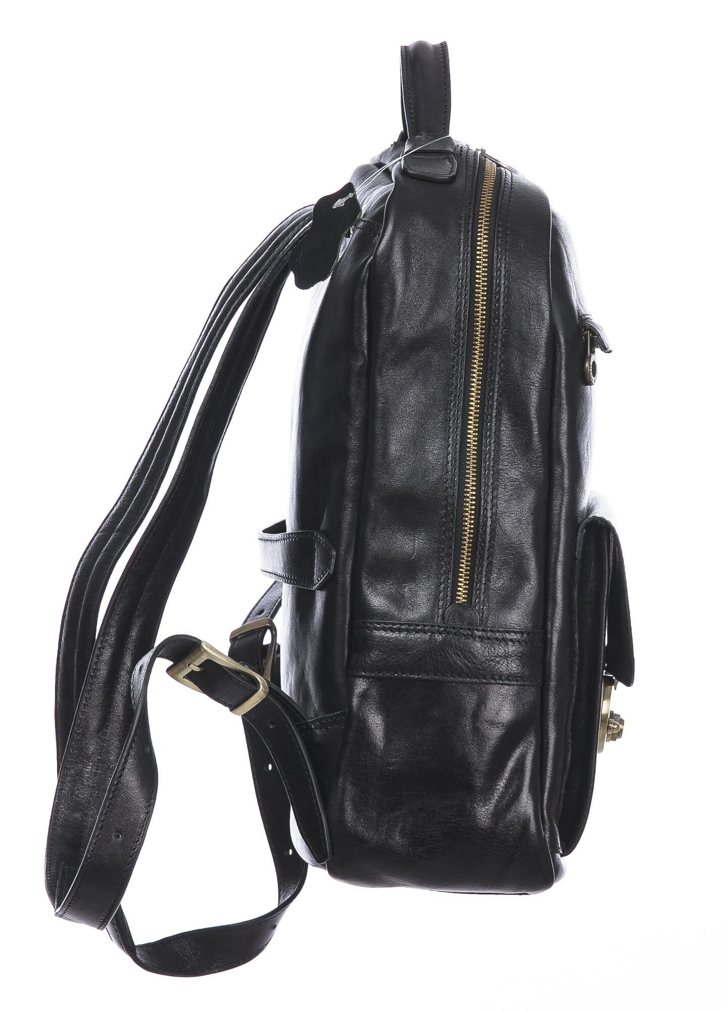 Borsa zaino donna in vera pelle MONTE VETTORE, colore NERO, CHIAROSCURO, MADE IN ITALY
