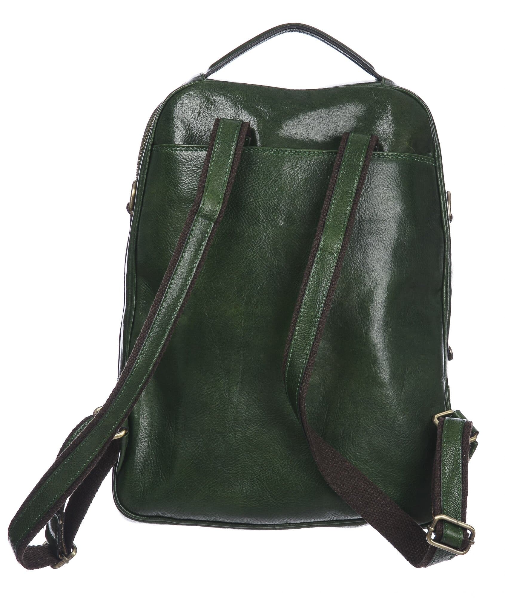 Monte KILIMANGIARO : borsa-zaino uomo / donna in cuoio, colore: VERDE, EMPORIUM ITALY, Made in Italy