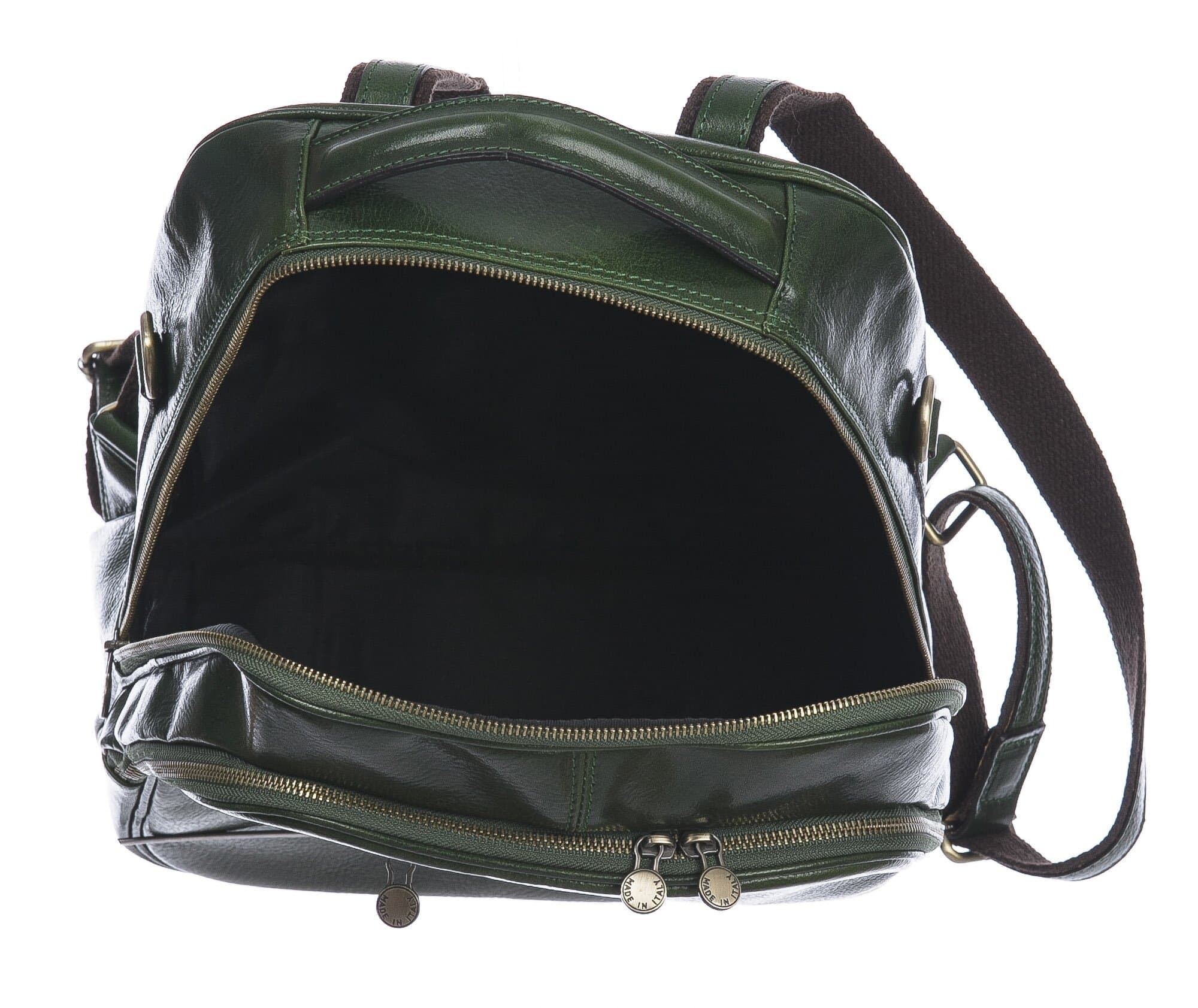 Monte KILIMANGIARO : borsa-zaino uomo / donna in cuoio, colore: VERDE, EMPORIUM ITALY, Made in Italy