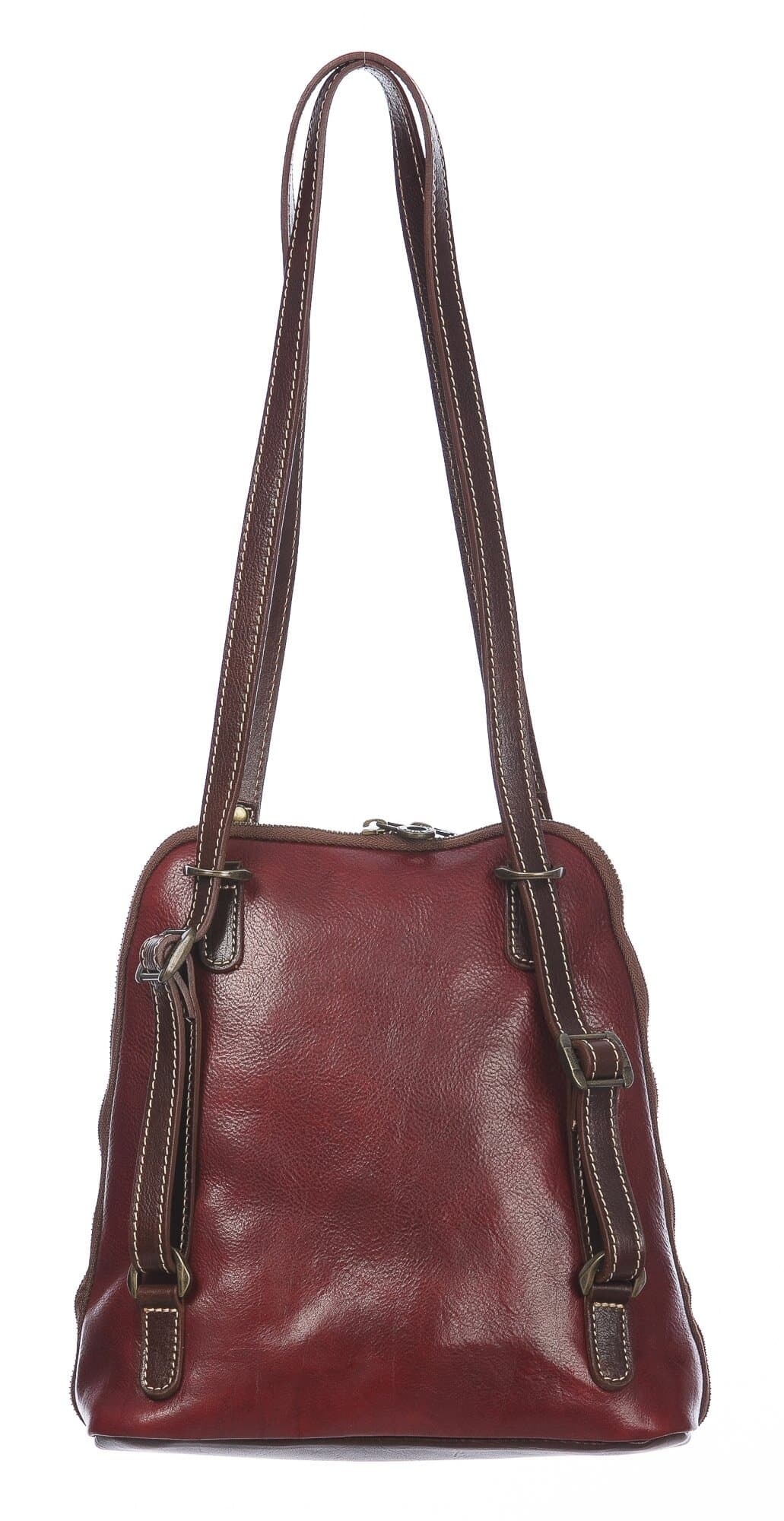 Borsa zaino donna in vera pelle MONTE CRISTALLO, TRICOLORE BANDIERA ITALIANA, colore VERDE/BIANCO/ROSSO, CHIAROSCURO, MADE IN ITALY