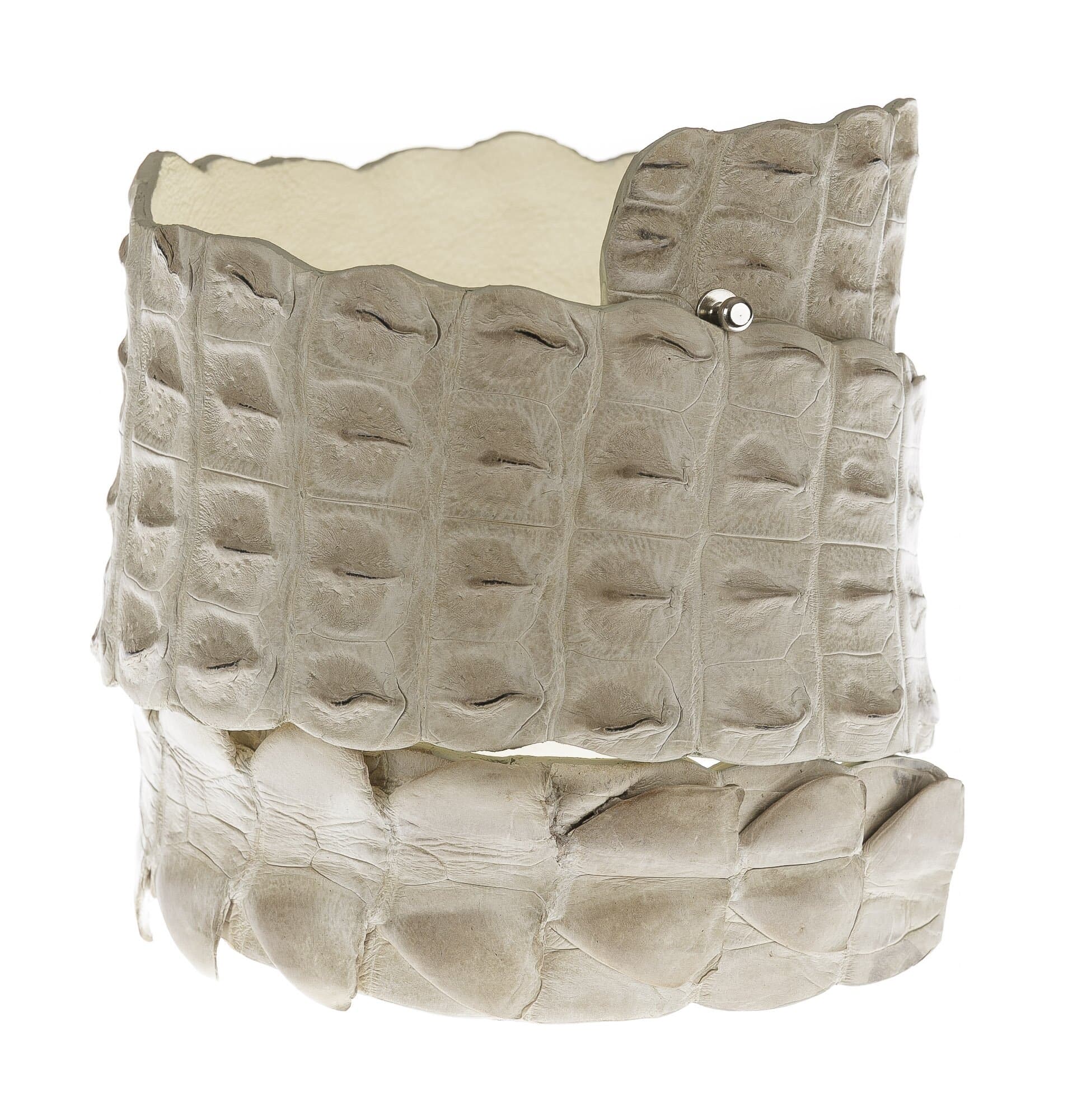 Cintura donna in vera pelle di coccodrillo GIZA, colore CHAMPAGNE, SANTINI, MADE IN ITALY