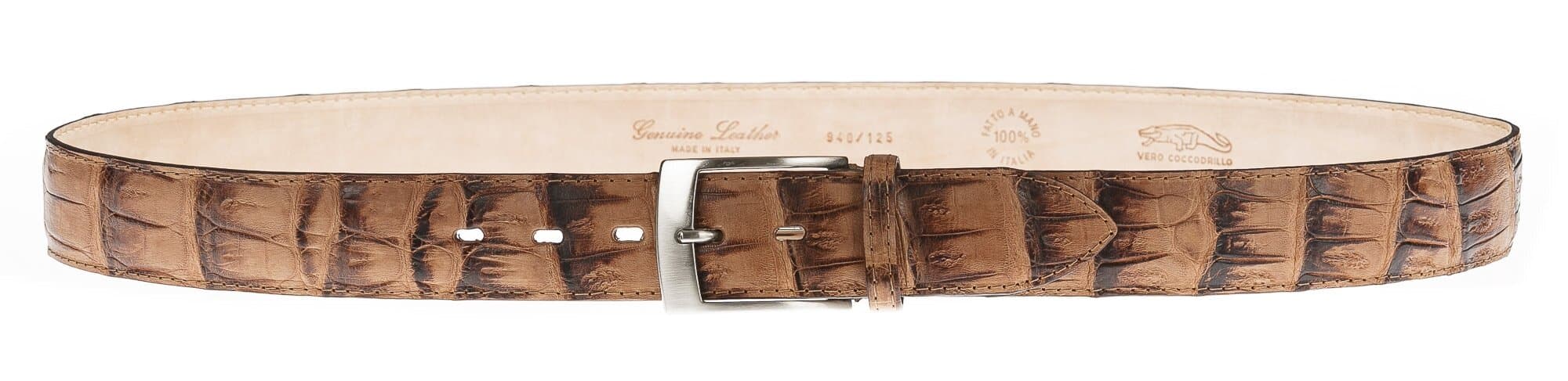 Cintura uomo in vera pelle di coccodrillo FORLI’, colore MIELE, SANTINI, MADE IN ITALY