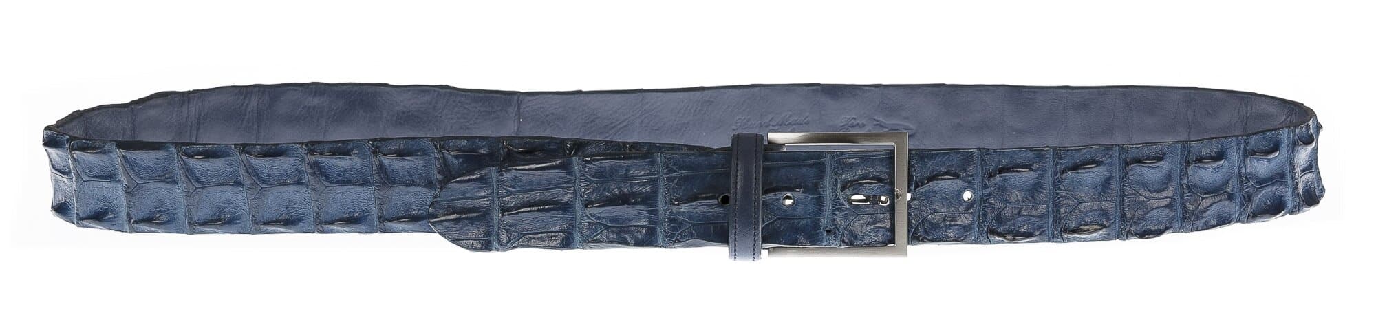 Cintura uomo in vera pelle di coccodrillo FORLI’, colore BLU, SANTINI, MADE IN ITALY