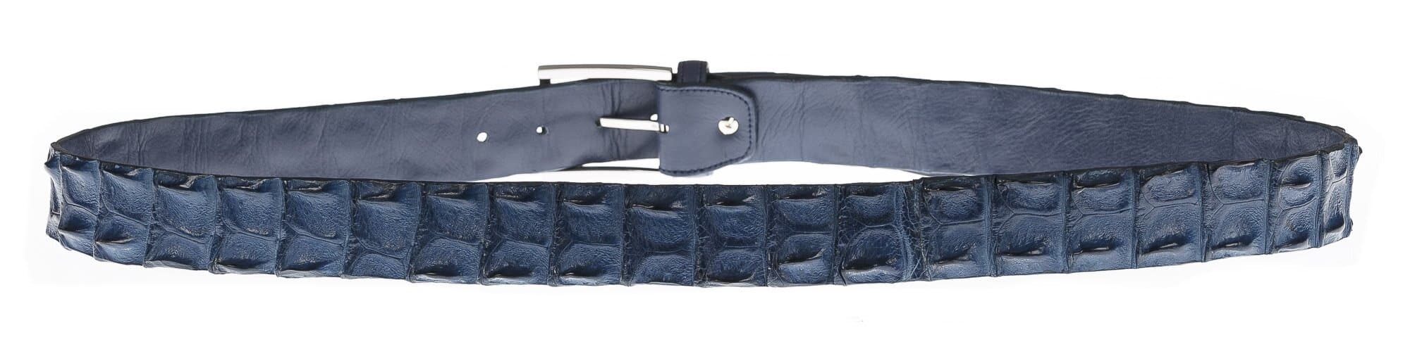 Cintura uomo in vera pelle di coccodrillo FORLI’, colore BLU, SANTINI, MADE IN ITALY