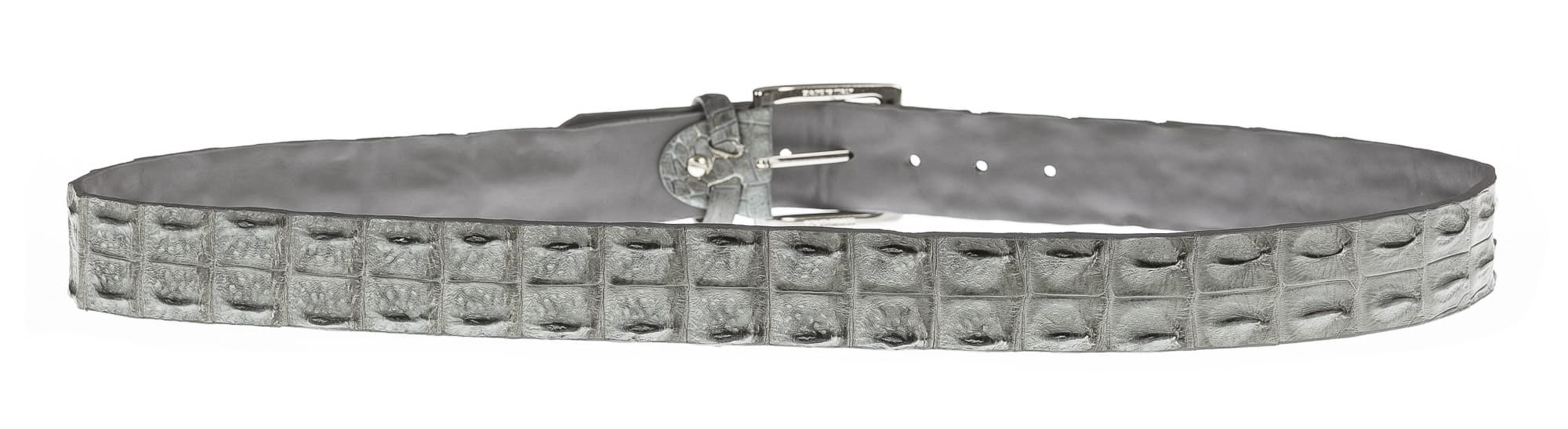 Cintura uomo in vera pelle di coccodrillo JOHANNENSBURG, certificato CITES, colore VERDE SCURO, SANTINI, MADE IN ITALY 
