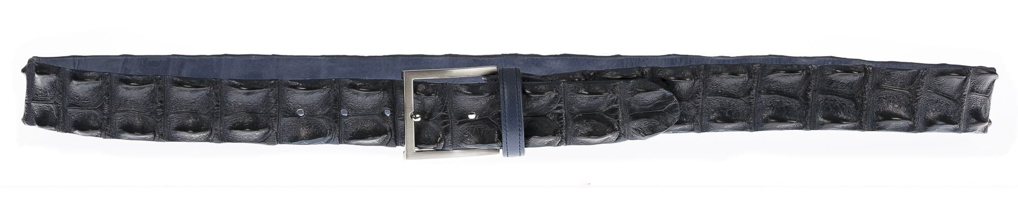Cintura uomo in vera pelle di coccodrillo CATTOLICA, colore BLU SCURO, SANTINI, MADE IN ITALY