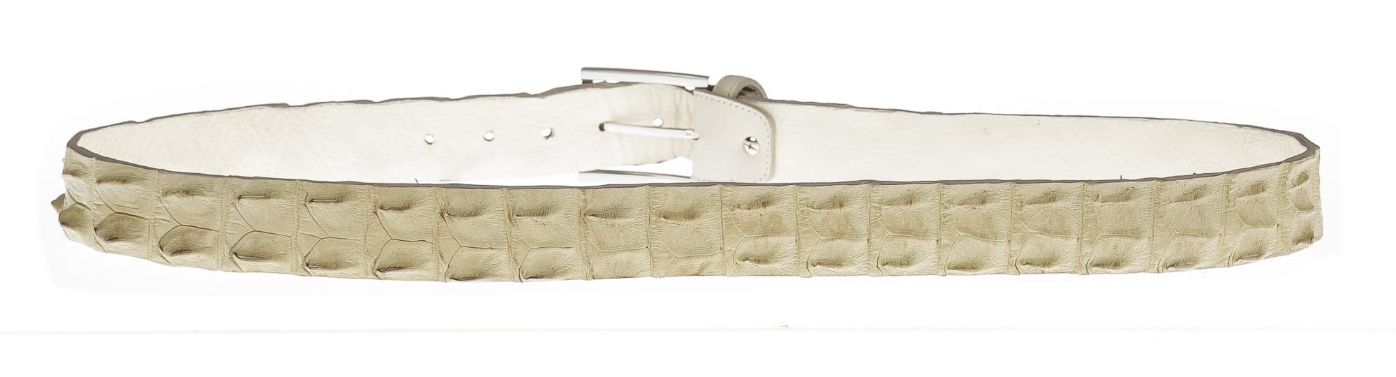 Cintura uomo in vera pelle di coccodrillo CATTOLICA, colore CHAMPAGNE, SANTINI, MADE IN ITALY