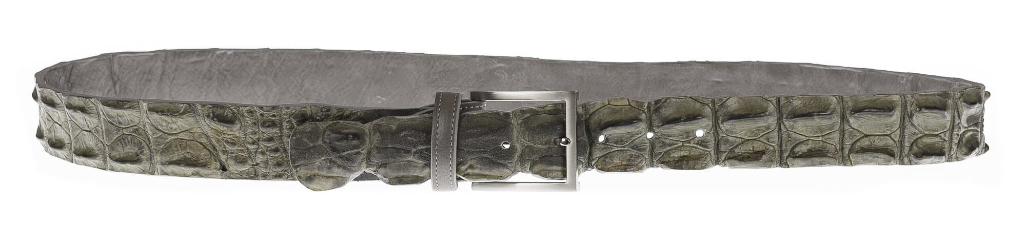 Cintura uomo in vera pelle di coccodrillo CATTOLICA, colore GRIGIO, SANTINI, MADE IN ITALY