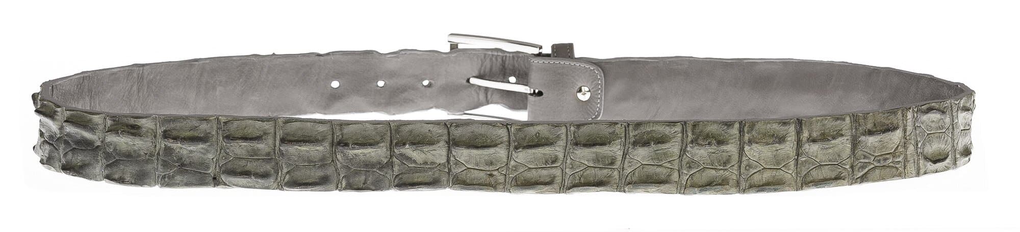 Cintura uomo in vera pelle di coccodrillo CATTOLICA, colore GRIGIO, SANTINI, MADE IN ITALY