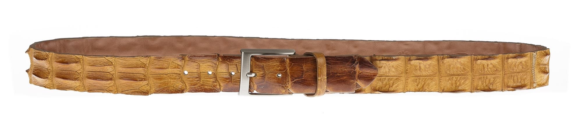 Cintura uomo in vera pelle di coccodrillo FORLI’, colore MIELE, SANTINI, MADE IN ITALY