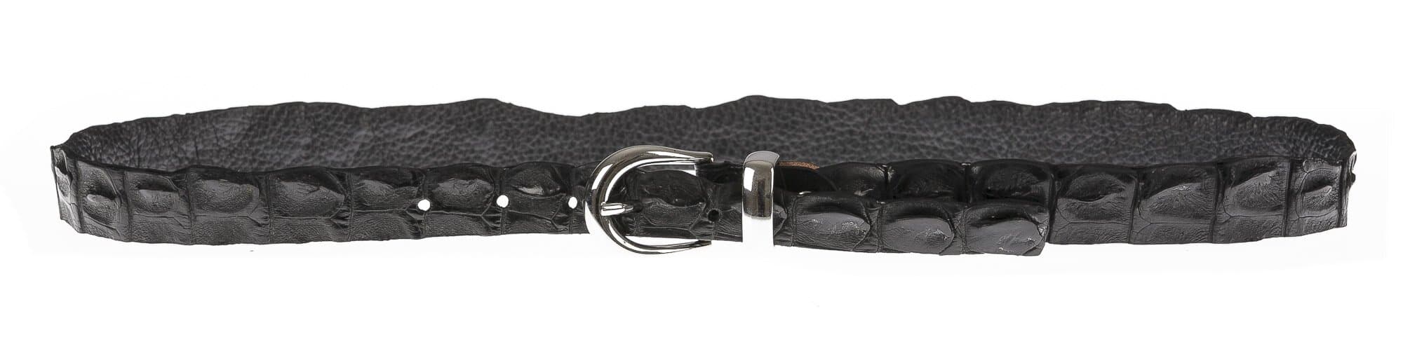 Cintura donna in vera pelle di coccodrillo DURBAN, certificato CITES, colore NERO, SANTINI, MADE IN ITALY