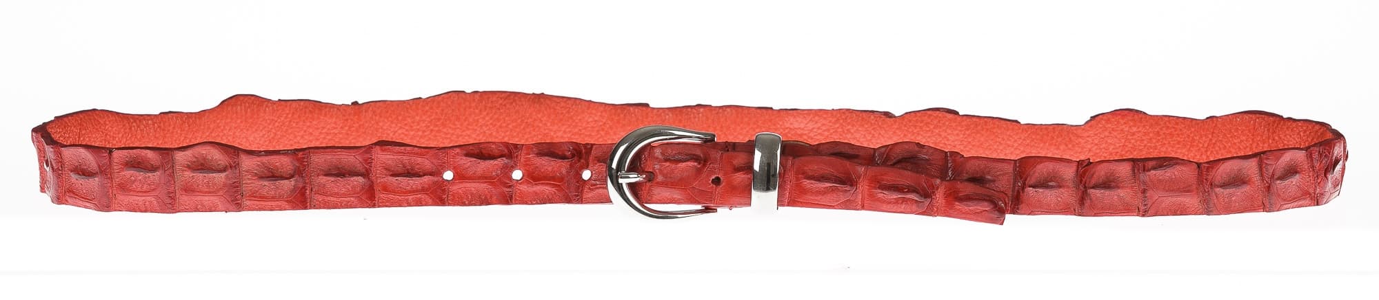 Cintura donna in vera pelle di coccodrillo DURBAN, certificato CITES, colore ROSSO, SANTINI, MADE IN ITALY
