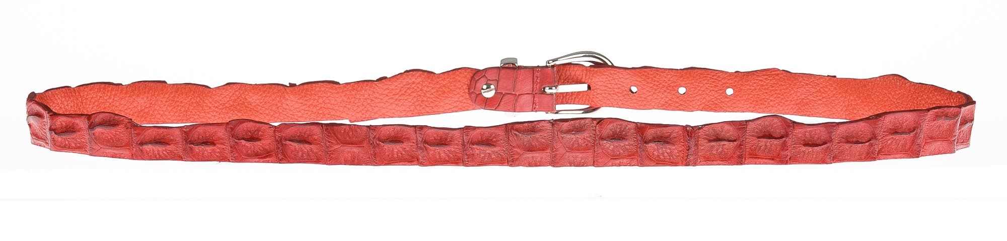 Cintura donna in vera pelle di coccodrillo DURBAN, certificato CITES, colore ROSSO, SANTINI, MADE IN ITALY