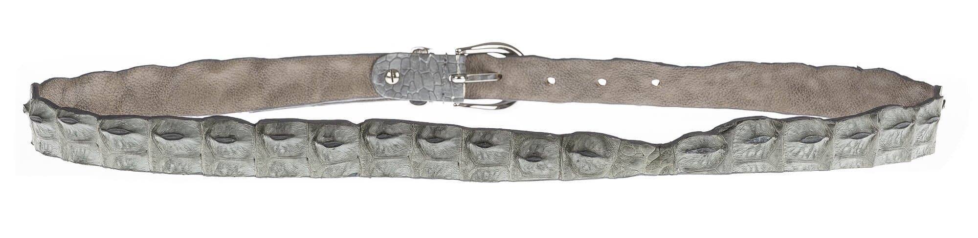 Cintura donna in vera pelle di coccodrillo DURBAN, certificato CITES, colore GRIGIO, SANTINI, MADE IN ITALY