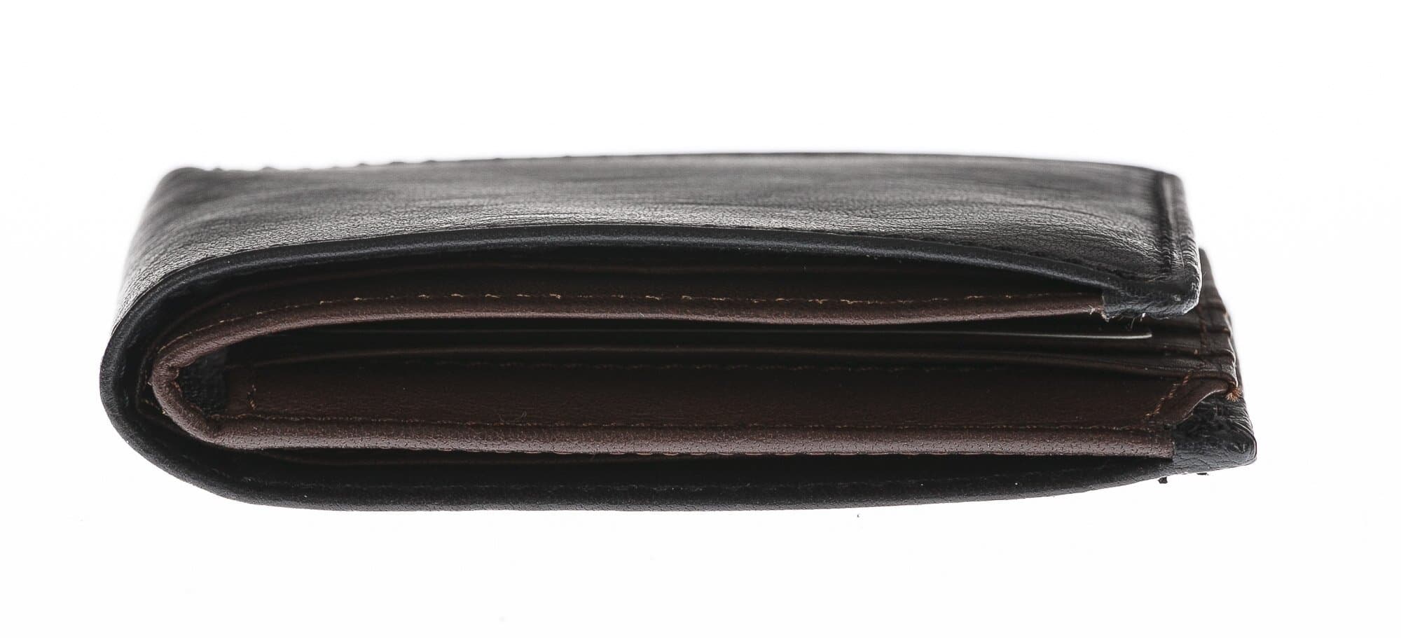 Portafoglio da uomo in vera pelle CAMBOGIA, colore NERO/TESTA MORO, CHIAROSCURO, MADE IN ITALY