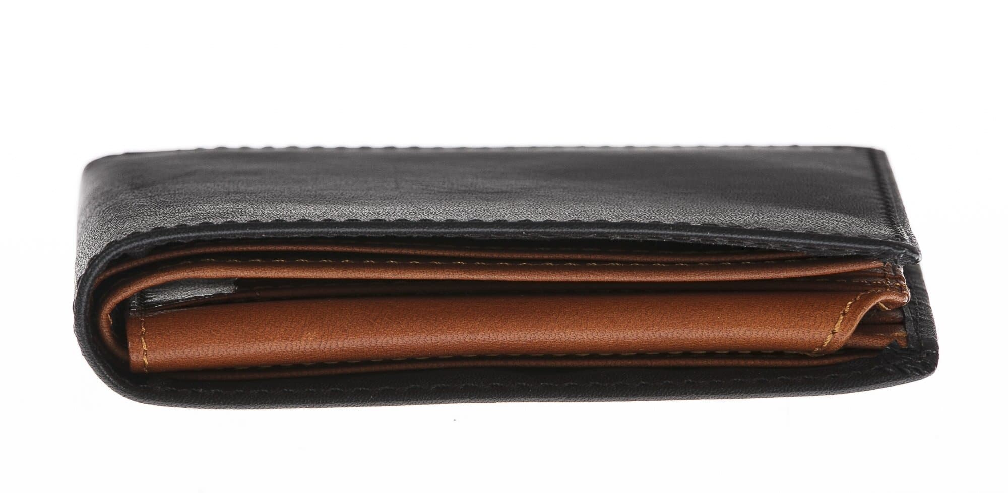 Portafoglio da uomo in vera pelle CAMBOGIA, colore NERO/MIELE, CHIAROSCURO, MADE IN ITALY