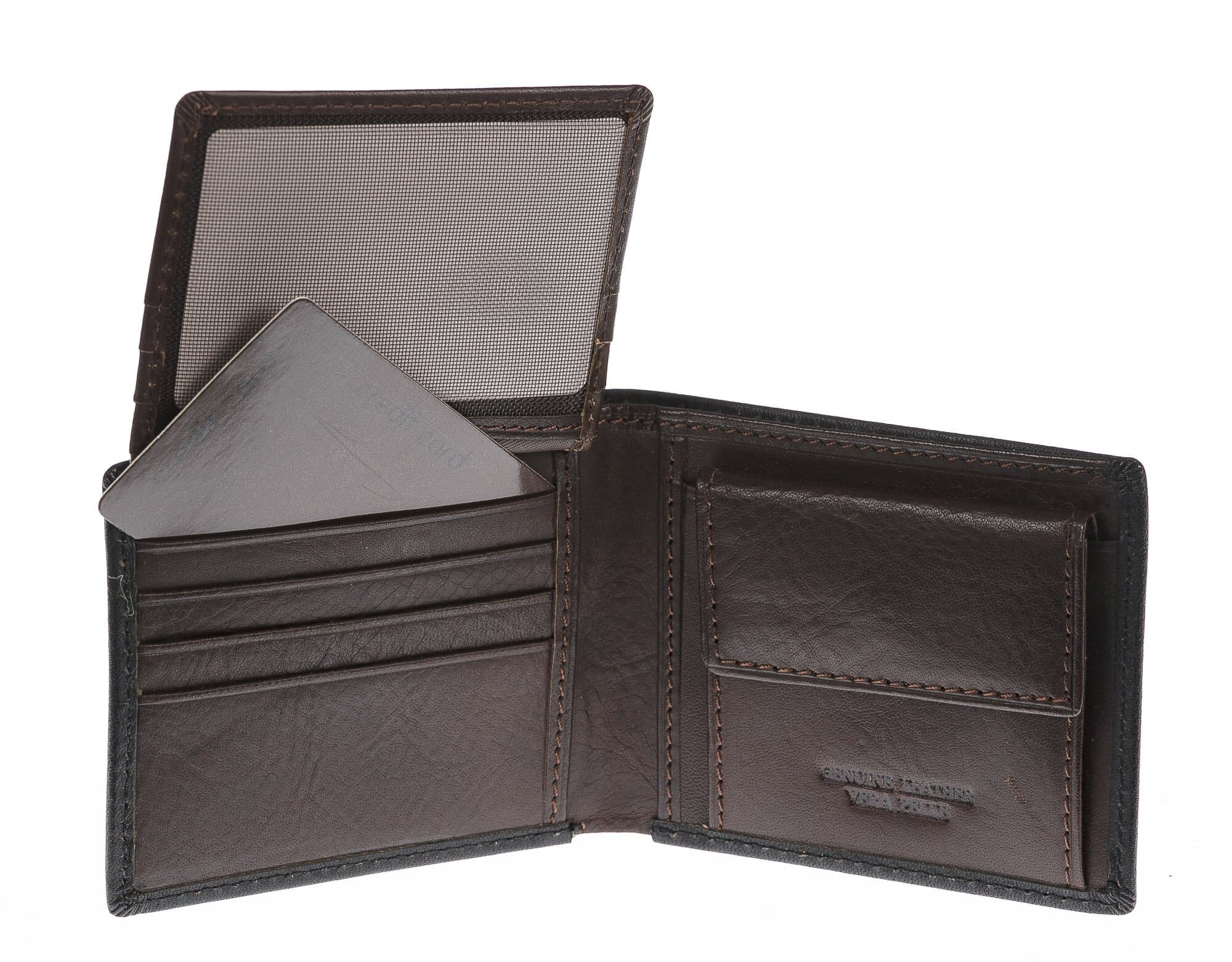 Portafoglio da uomo in vera pelle CAMBOGIA, colore NERO/TESTA MORO, CHIAROSCURO, MADE IN ITALY