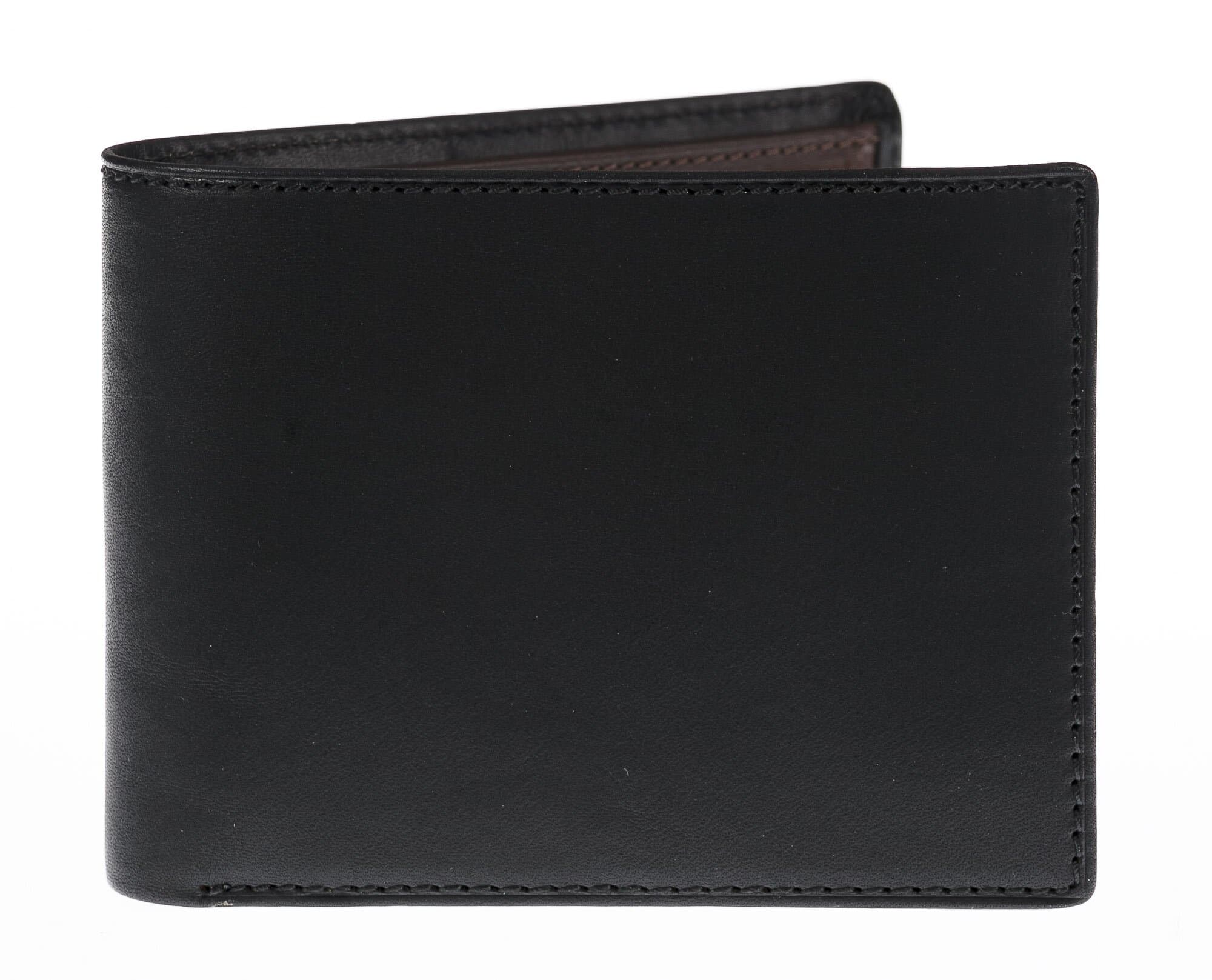Portafoglio da uomo in vera pelle LAOS, colore NERO/TESTA DI MORO, CHIAROSCURO, Made in Italy