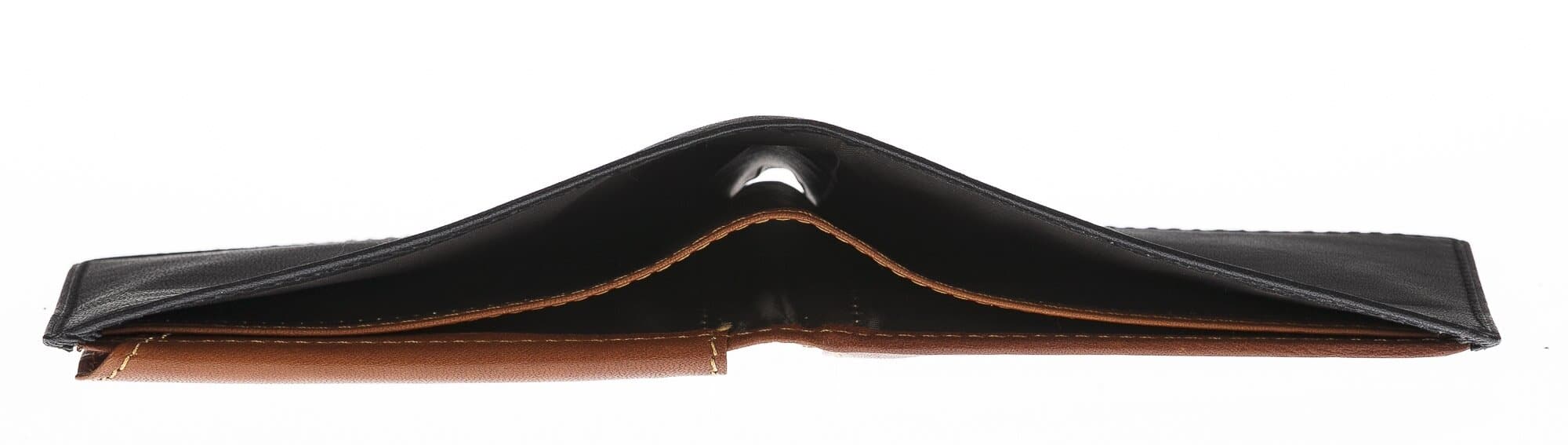 Portafoglio da uomo in vera pelle INDIA, colore NERO/MIELE, CHIAROSCURO, MADE IN ITALY 