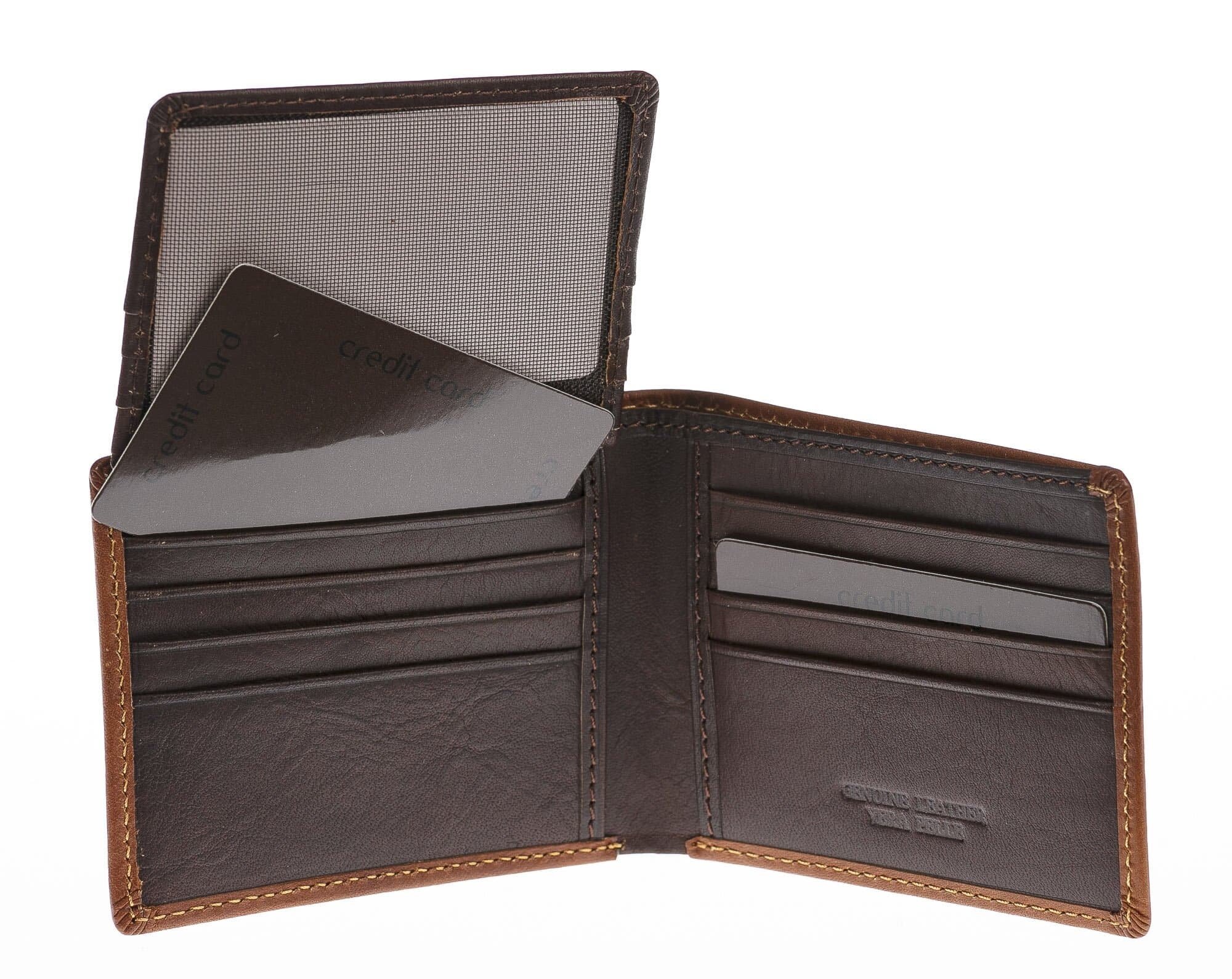 Portafoglio da uomo in vera pelle CAMBOGIA, colore NERO/MIELE, CHIAROSCURO, MADE IN ITALY