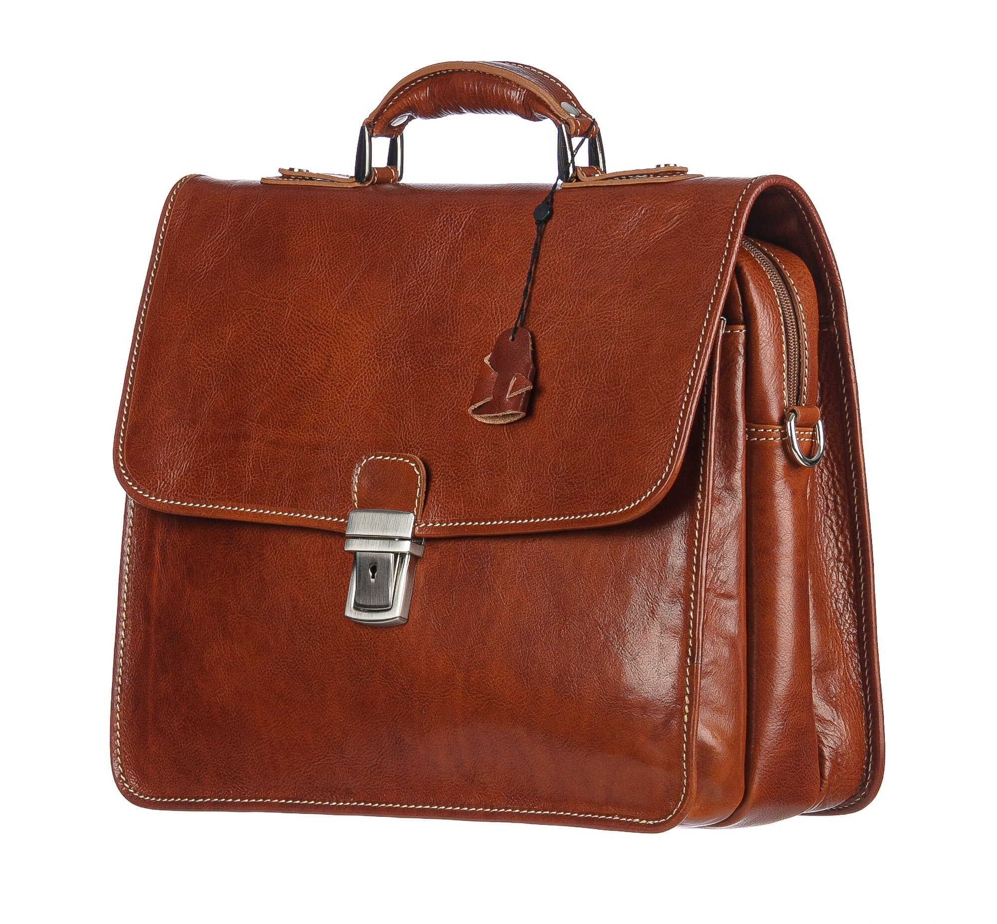 Borsa ufficio da uomo in vera pelle ANTONIO, colore MIELE, ARIANNA DINI, MADE IN ITALY