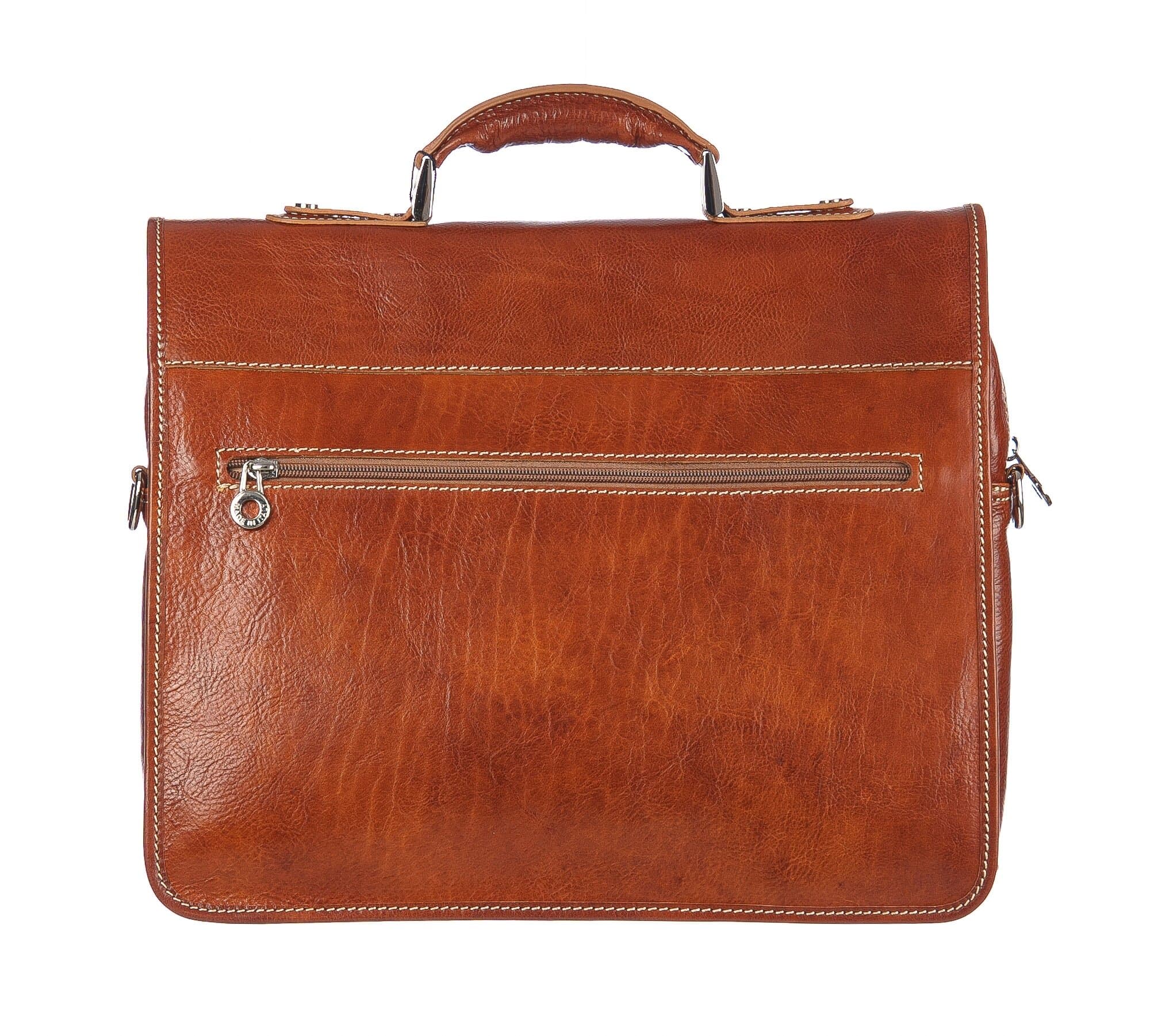 Borsa ufficio da uomo in vera pelle ANTONIO, colore MIELE, ARIANNA DINI, MADE IN ITALY