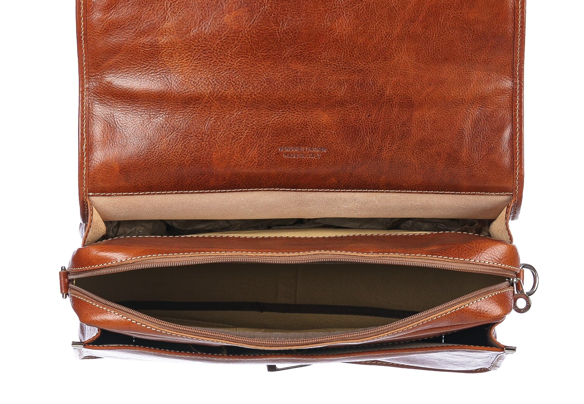 Borsa ufficio da uomo in vera pelle ANTONIO, colore MIELE, ARIANNA DINI, MADE IN ITALY