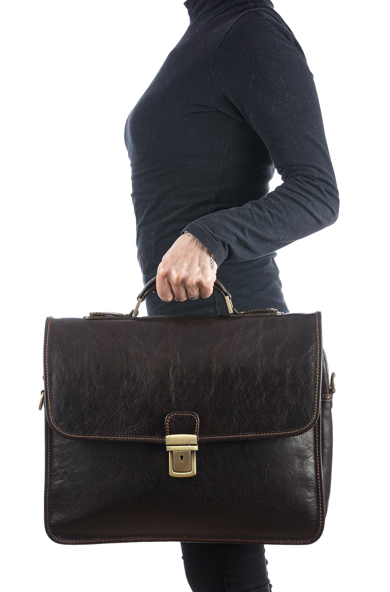 Borsa ufficio da uomo in vera pelle ANTONIO, colore NERO, ARIANNA DINI, MADE IN ITALY