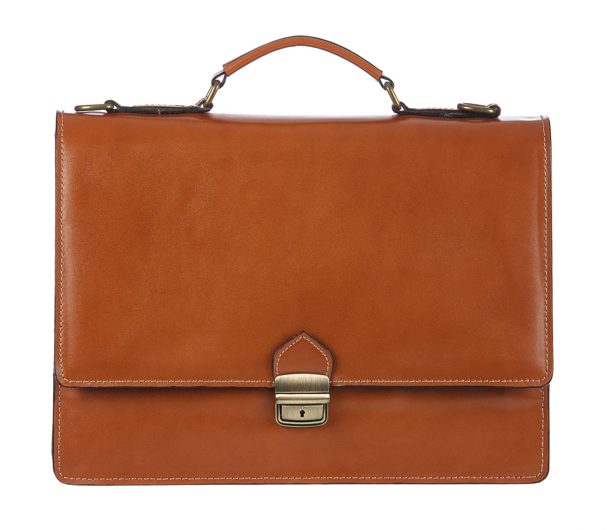 Borsa ufficio da uomo in vera pelle GABRIELE, colore MIELE, CHIAROSCURO, MADE IN ITALY