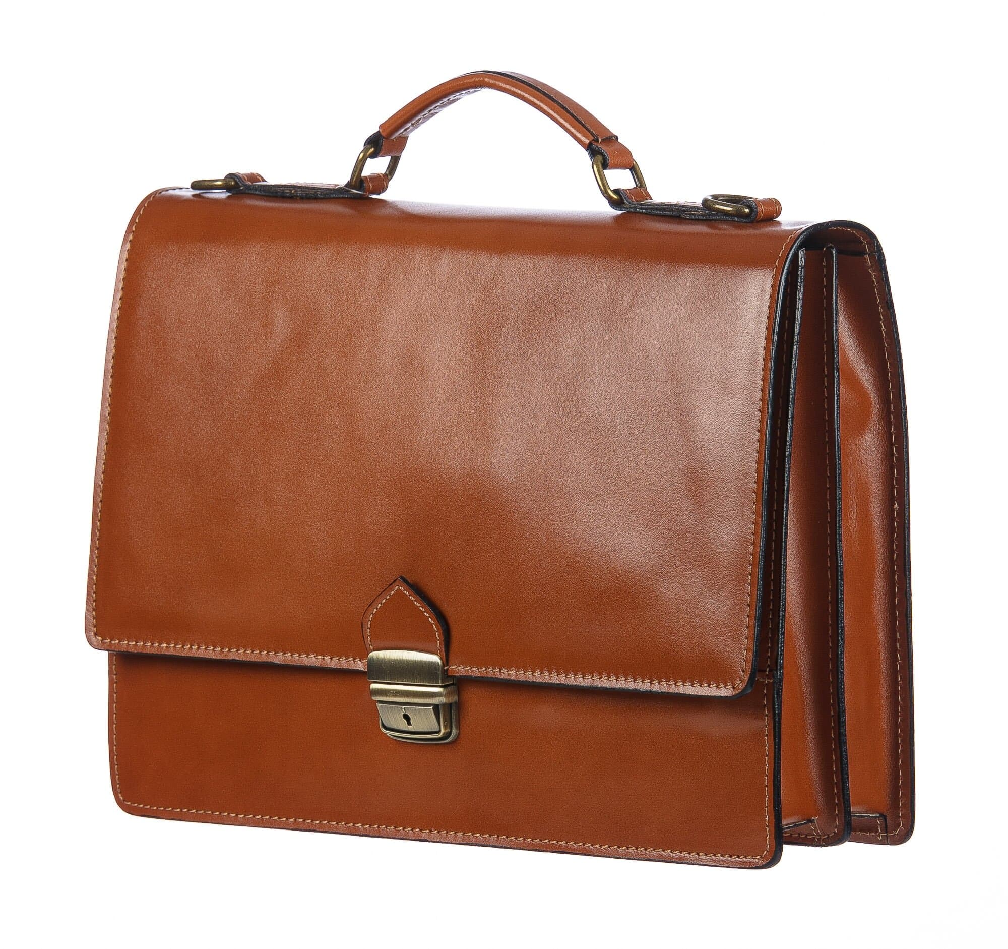 Borsa ufficio da uomo in vera pelle GABRIELE, colore MIELE, CHIAROSCURO, MADE IN ITALY