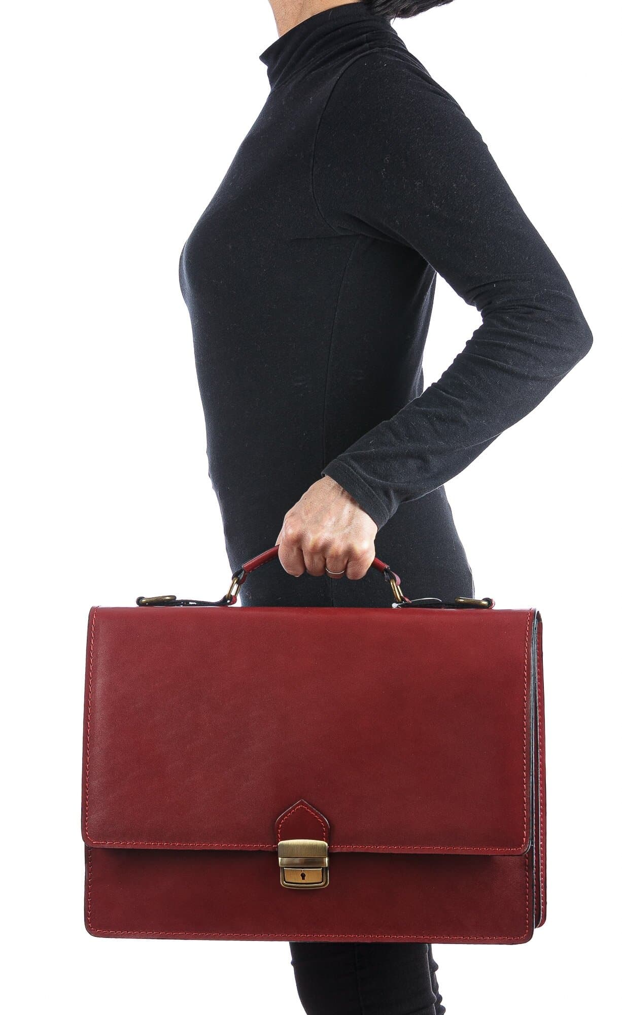 Borsa ufficio da uomo in vera pelle GABRIELE, colore ROSSO, CHIAROSCURO, Made in Italy
