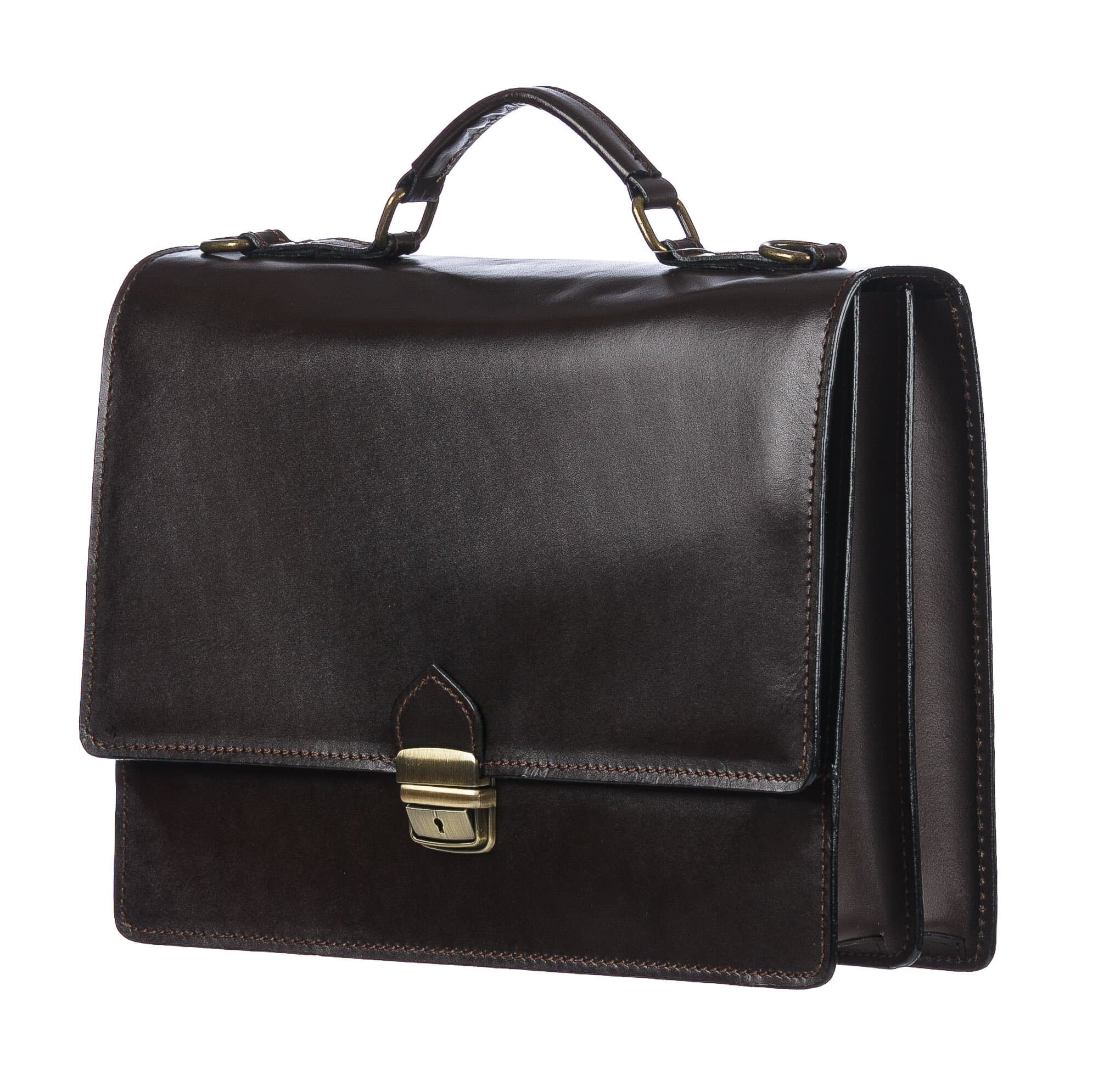 Borsa ufficio da uomo in vera pelle GABRIELE, colore TESTA DI MORO, CHIAROSCURO, Made in Italy