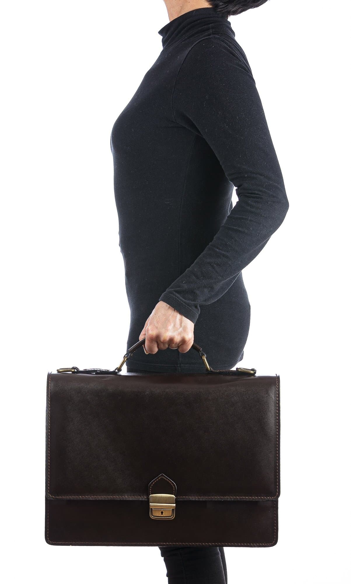Borsa ufficio da uomo in vera pelle GABRIELE, colore TESTA DI MORO, CHIAROSCURO, MADE IN ITALY