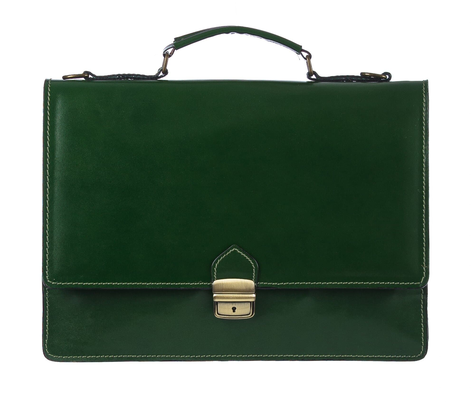 Borsa ufficio da uomo in vera pelle GABRIELE, colore VERDE, CHIAROSCURO, MADE IN ITALY
