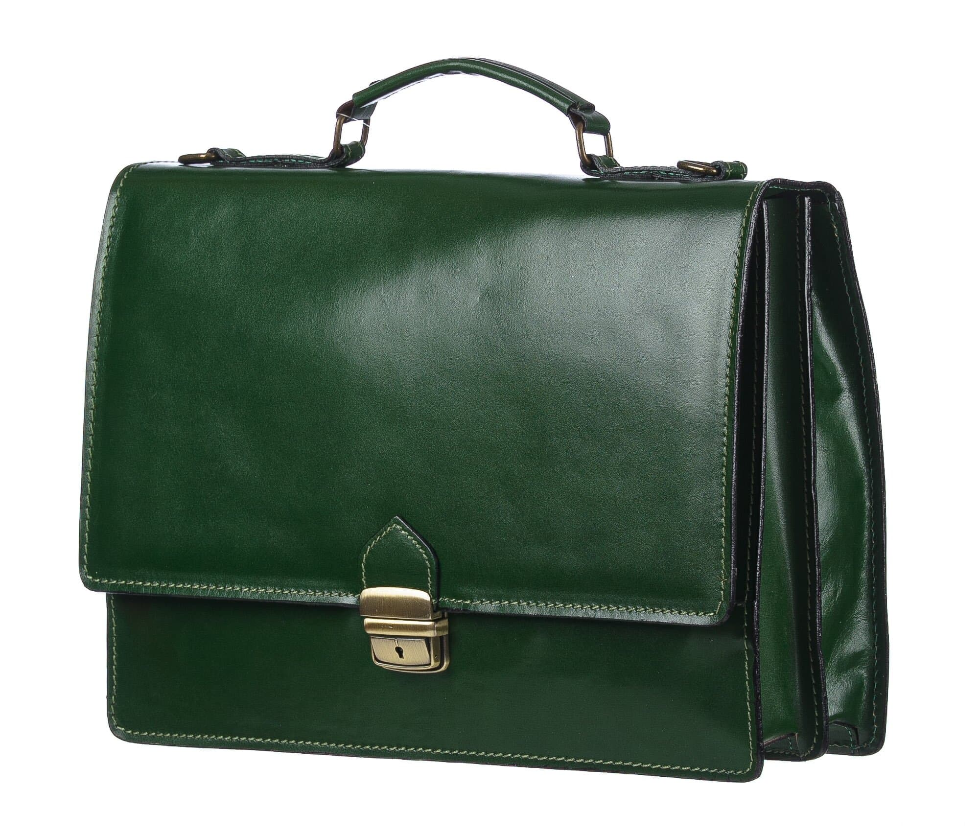 Borsa ufficio da uomo in vera pelle GABRIELE, colore VERDE, CHIAROSCURO, MADE IN ITALY