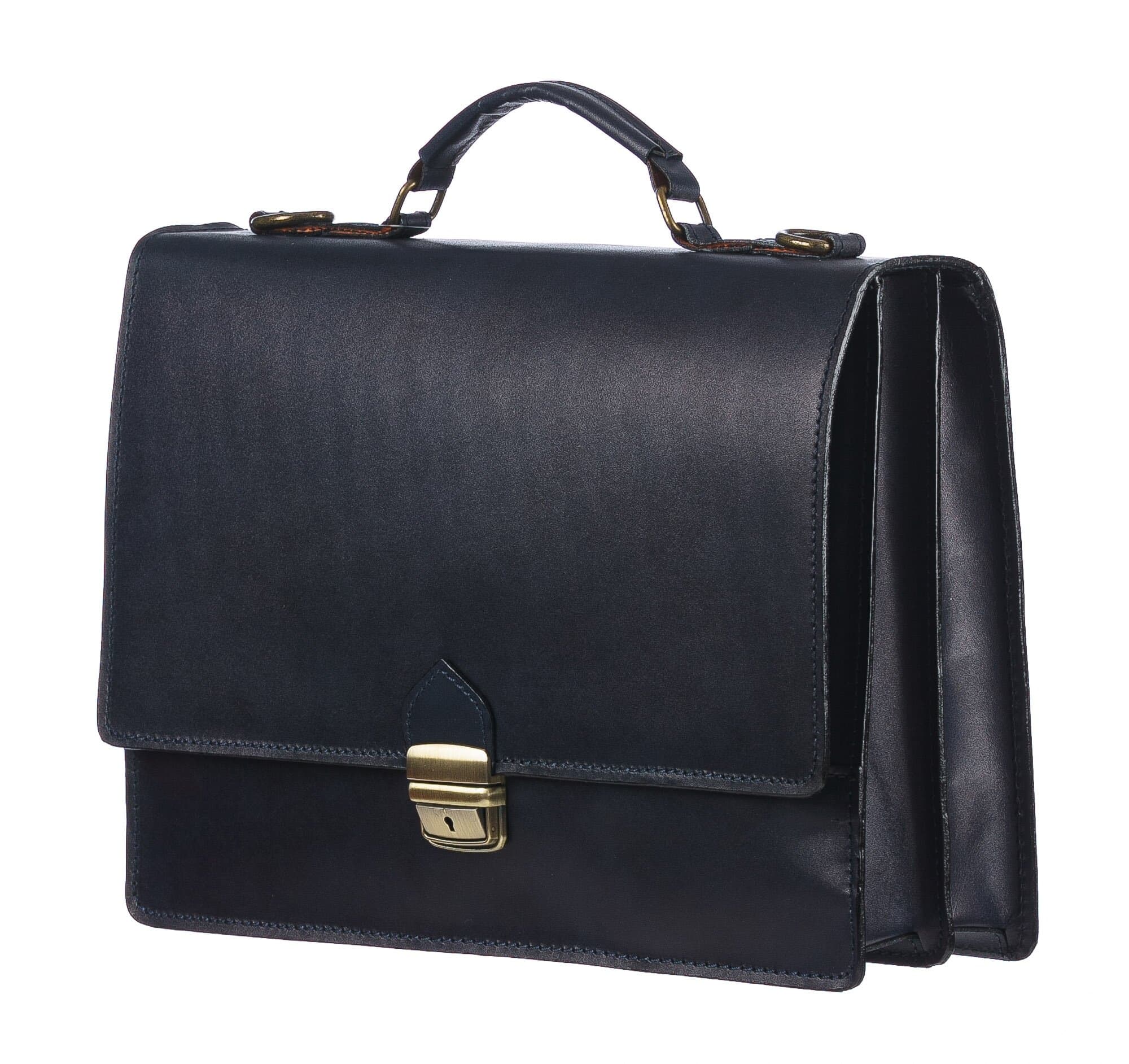 Borsa ufficio da uomo in vera pelle GABRIELE, colore BLU, CHIAROSCURO, MADE IN ITALY