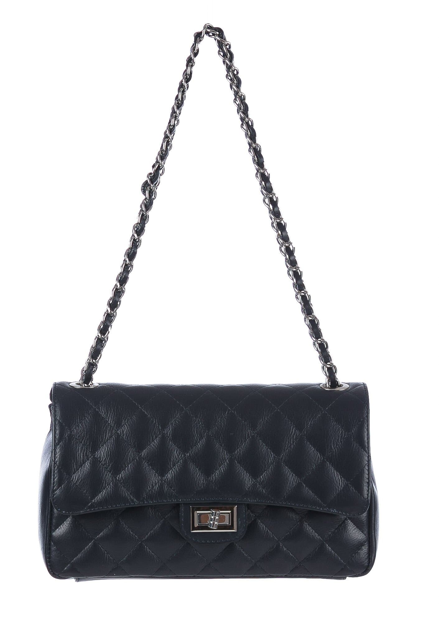 CHARLOTTE MEDIUM : borsa donna in pelle morbida, colore : BLU SCURO, Made in Italy