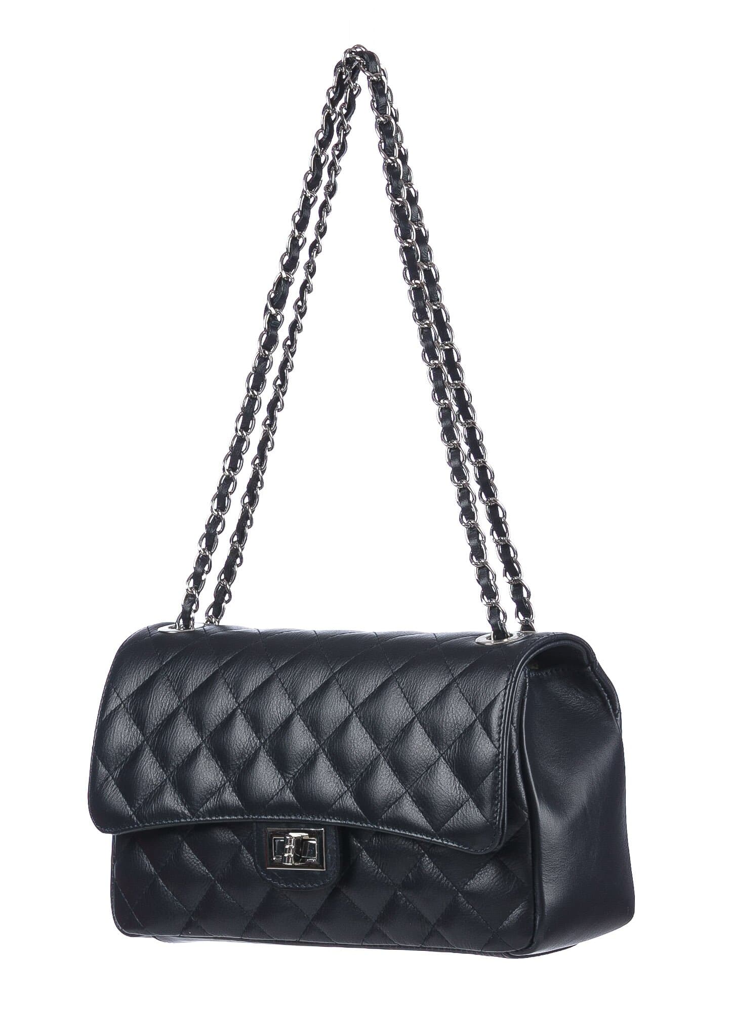 CHARLOTTE MEDIUM : borsa donna in pelle morbida, colore : BLU SCURO, Made in Italy