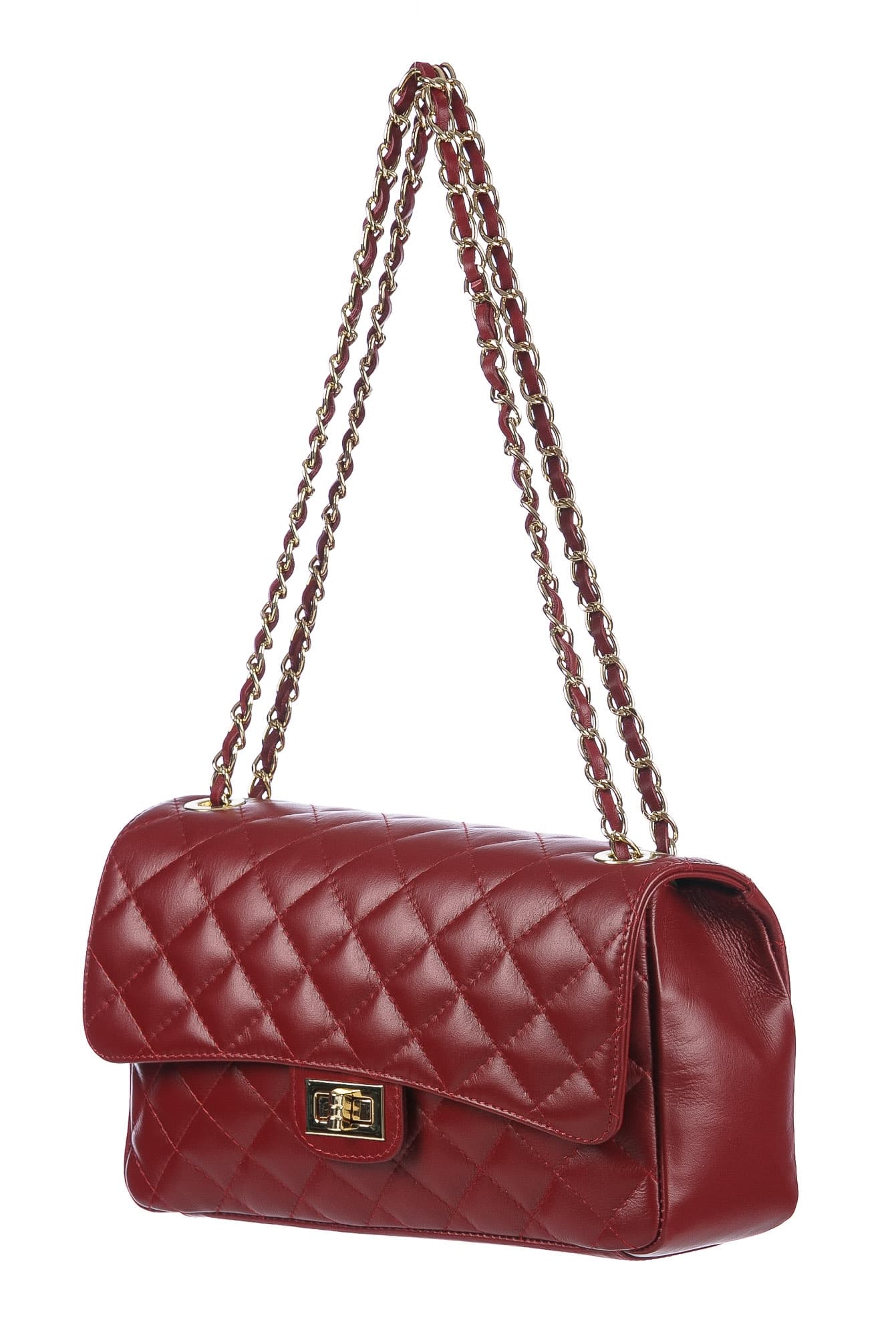 CHARLOTTE MEDIUM : borsa donna in pelle morbida, colore : ROSSO, Made in Italy